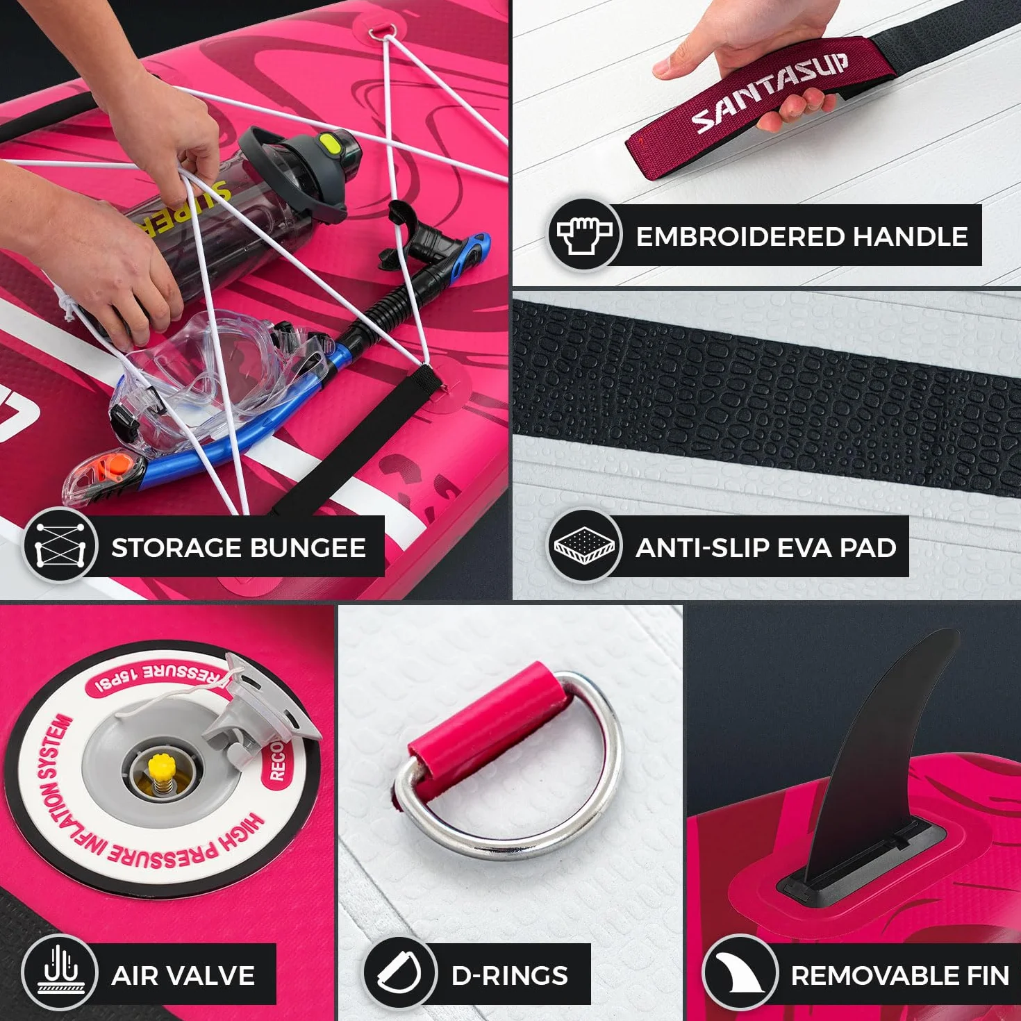 Tableau Gonflable Stand Up Paddle avec Accessoires Sup, Pont EVA antidérapant, Tableau Large 10'6"/11", Sup Board pour Les Adultes et la Jeunesse de Tous Les Niveaux de compétence Sac à Dos
