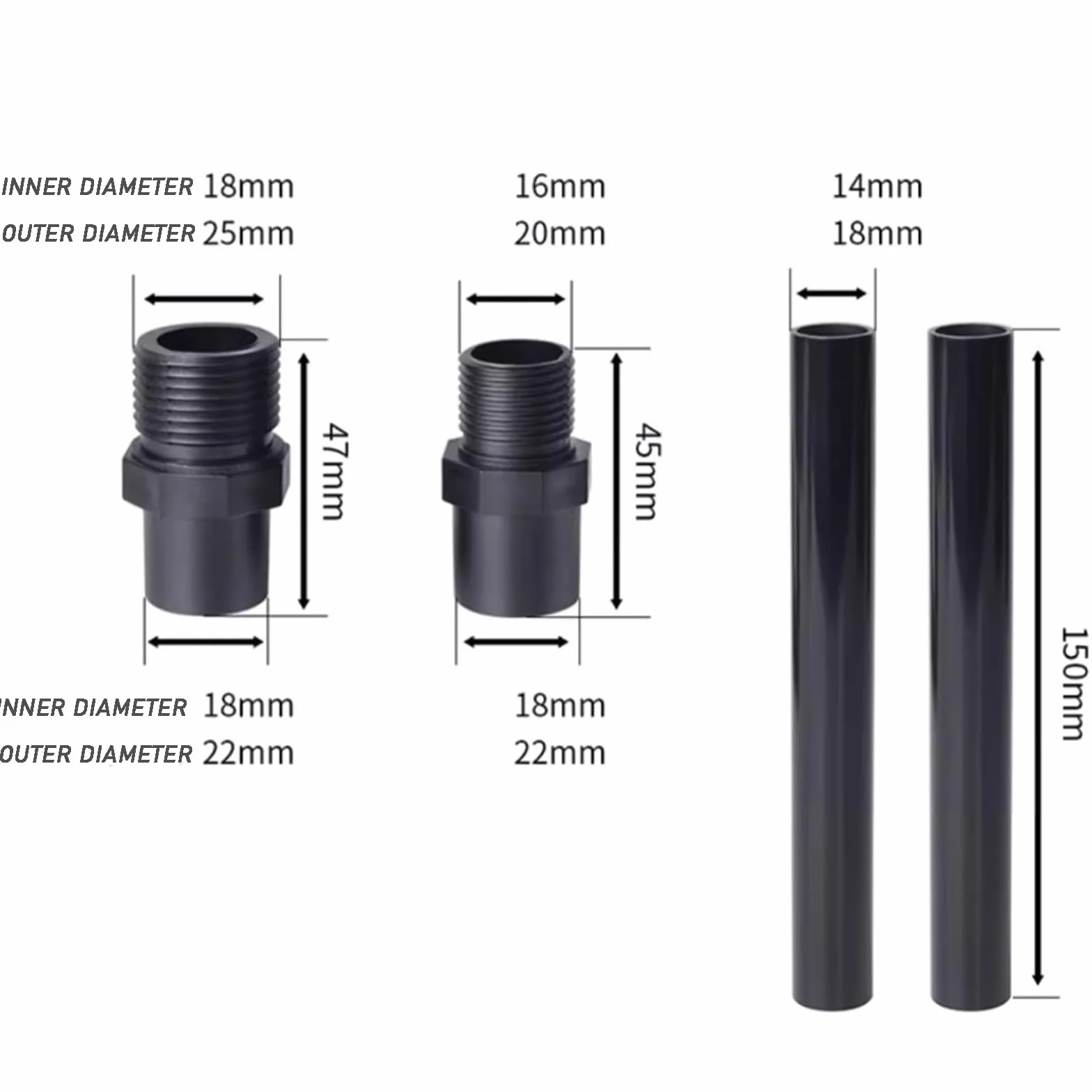 Kit de Buse de Fontaine 9 Pièces, 3 Options, Noir, Plastique, 25 x 15 x 6,5 cm
