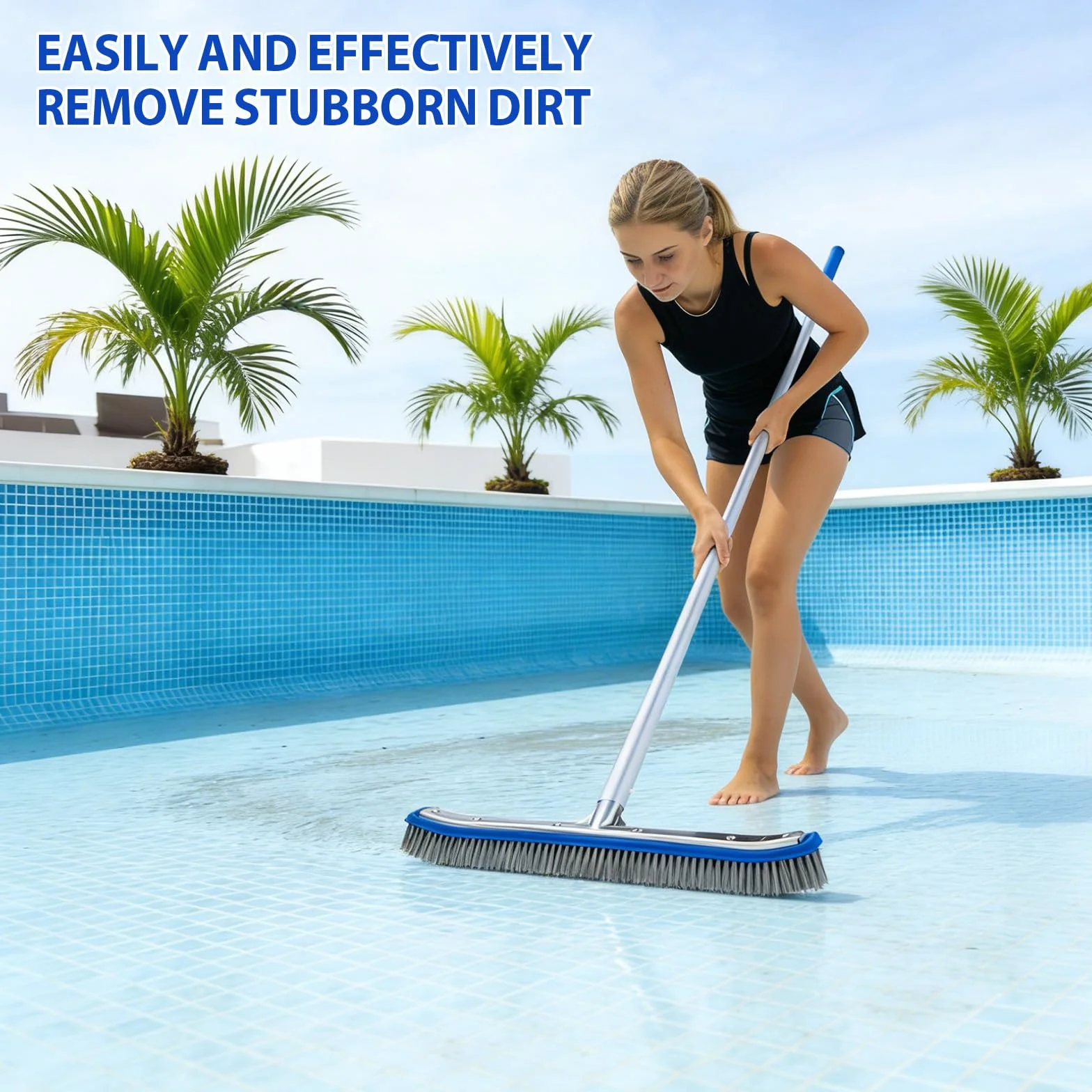 Brosse Piscine 18 Pouces (45,7 cm) Acier Nylon Dos Aluminium Clip EZ pour Fond Parois Piscine Enterrée