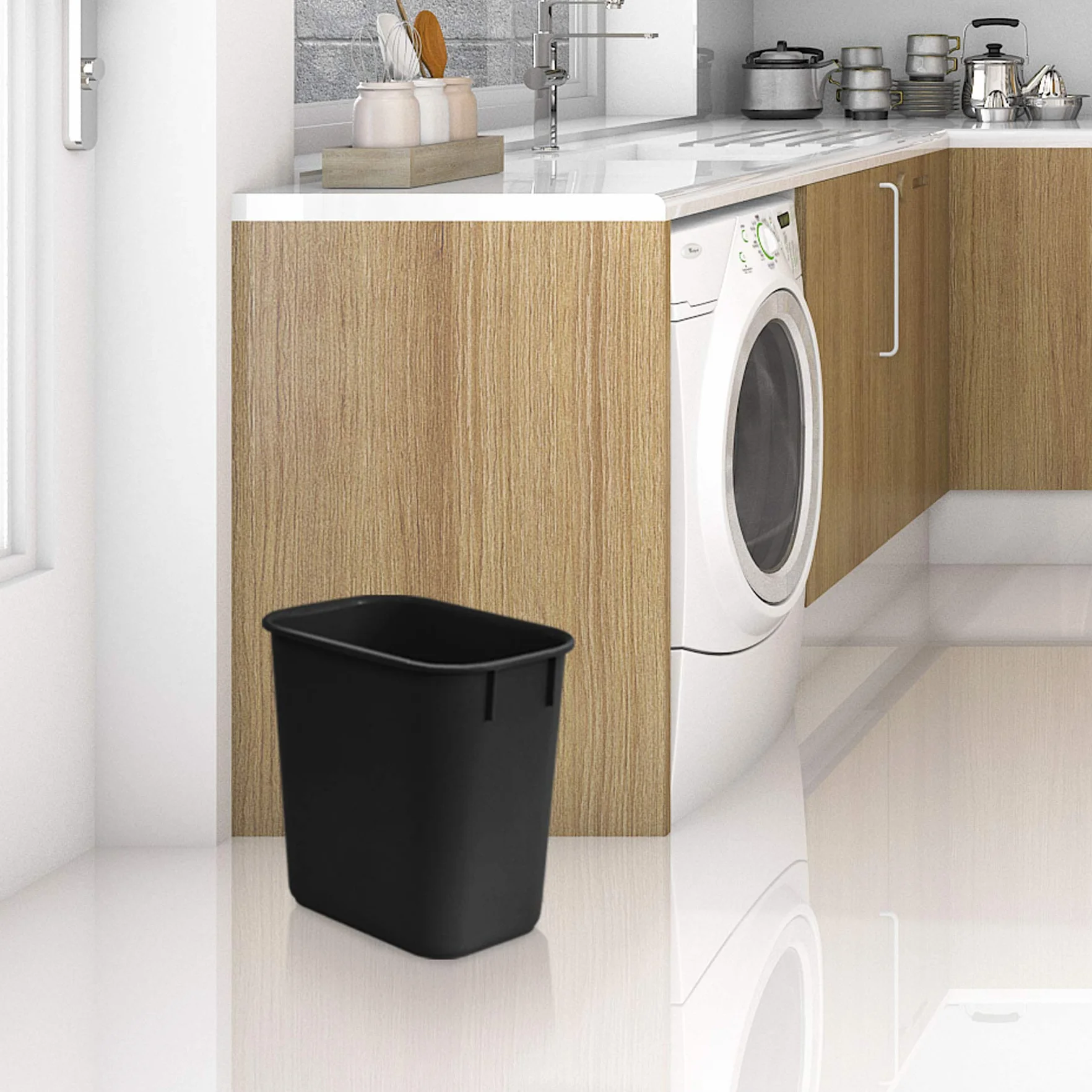 Acrimet Corbeille Poubelle bureau 12 litres plastique noire lot de 4