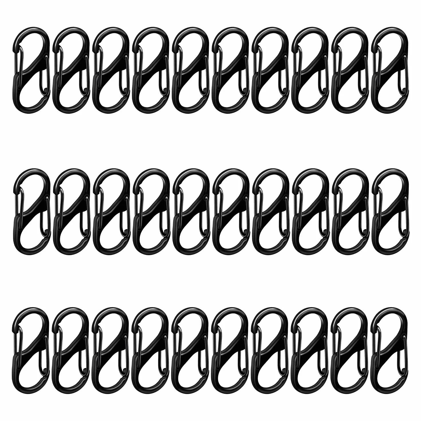 Mousquetons à Double Ressort 30 Pièces Porte-clés Clip Boucle Crochet en S pour Extérieur Camping Randonnée