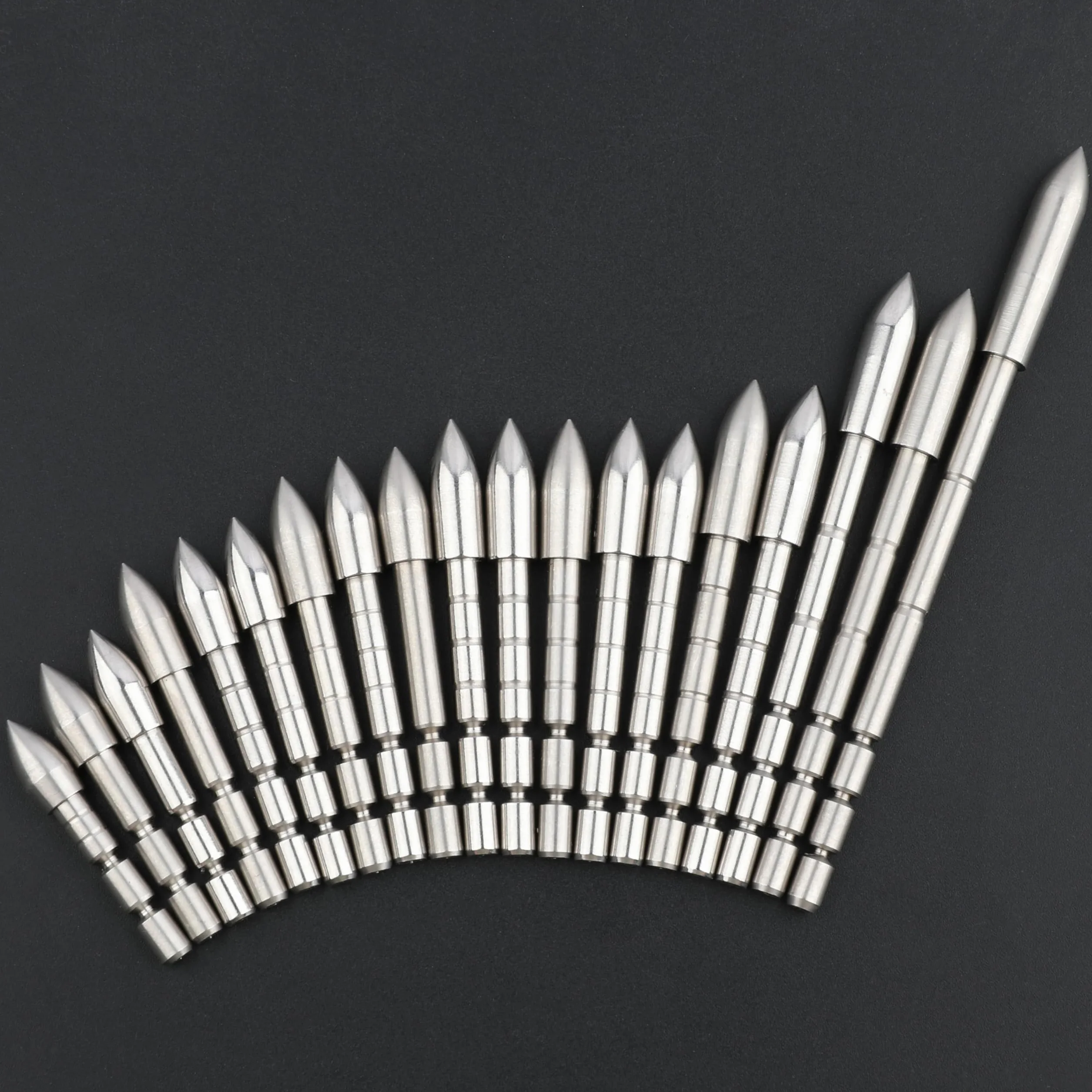 Pointe de Flèche Insert Tête de Flèche en Acier Inoxydable 60/70/80/100/120/150/200grain Pointes pour Flèches en Carbone ID 4.2mm