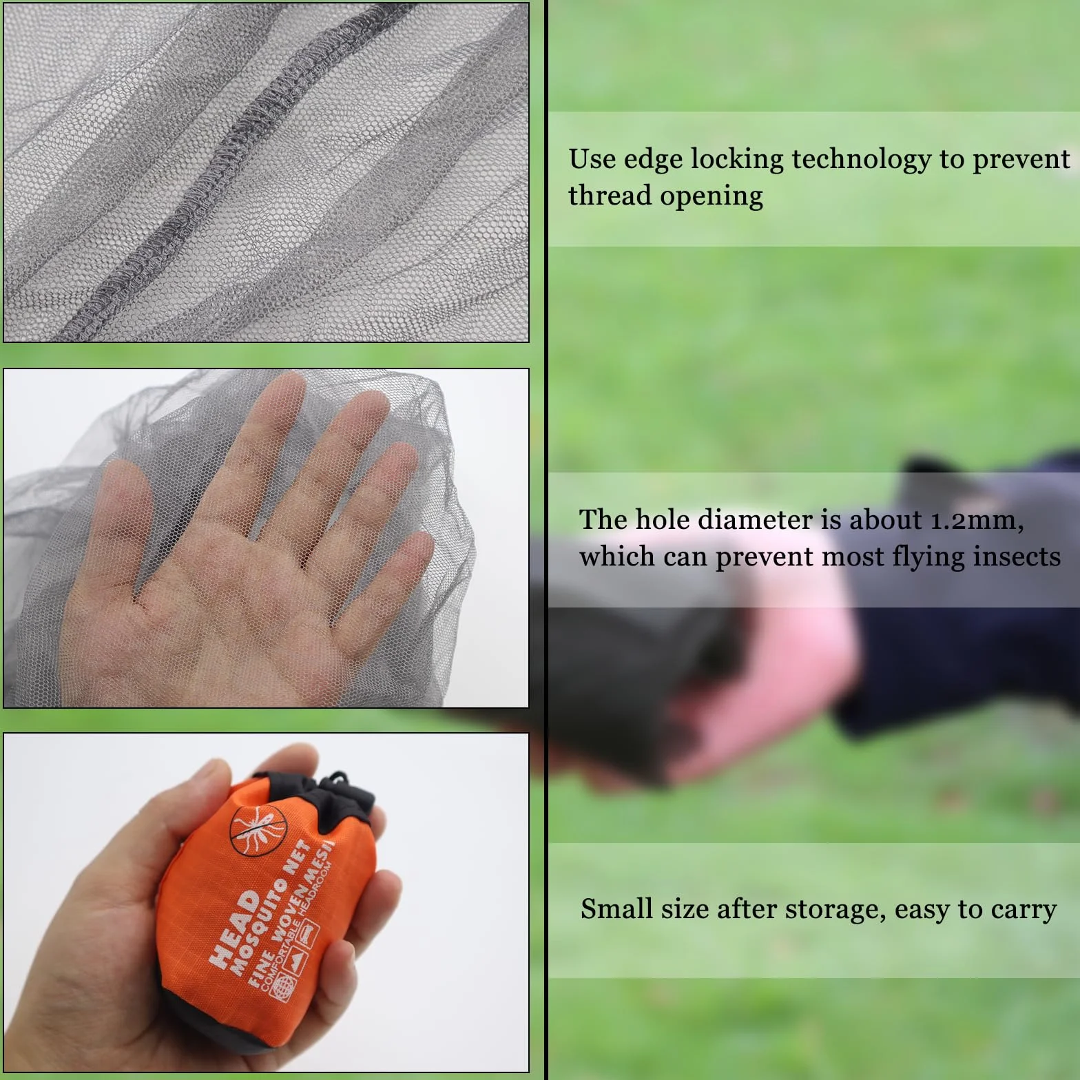 2 Pièces Filet de Tête de Moustique Moustique Protection de Tête Filet avec Sac de Transport Anti-Moustique Chapeau Masque pour Camping Jungle Randonnée l'escalade Équipement