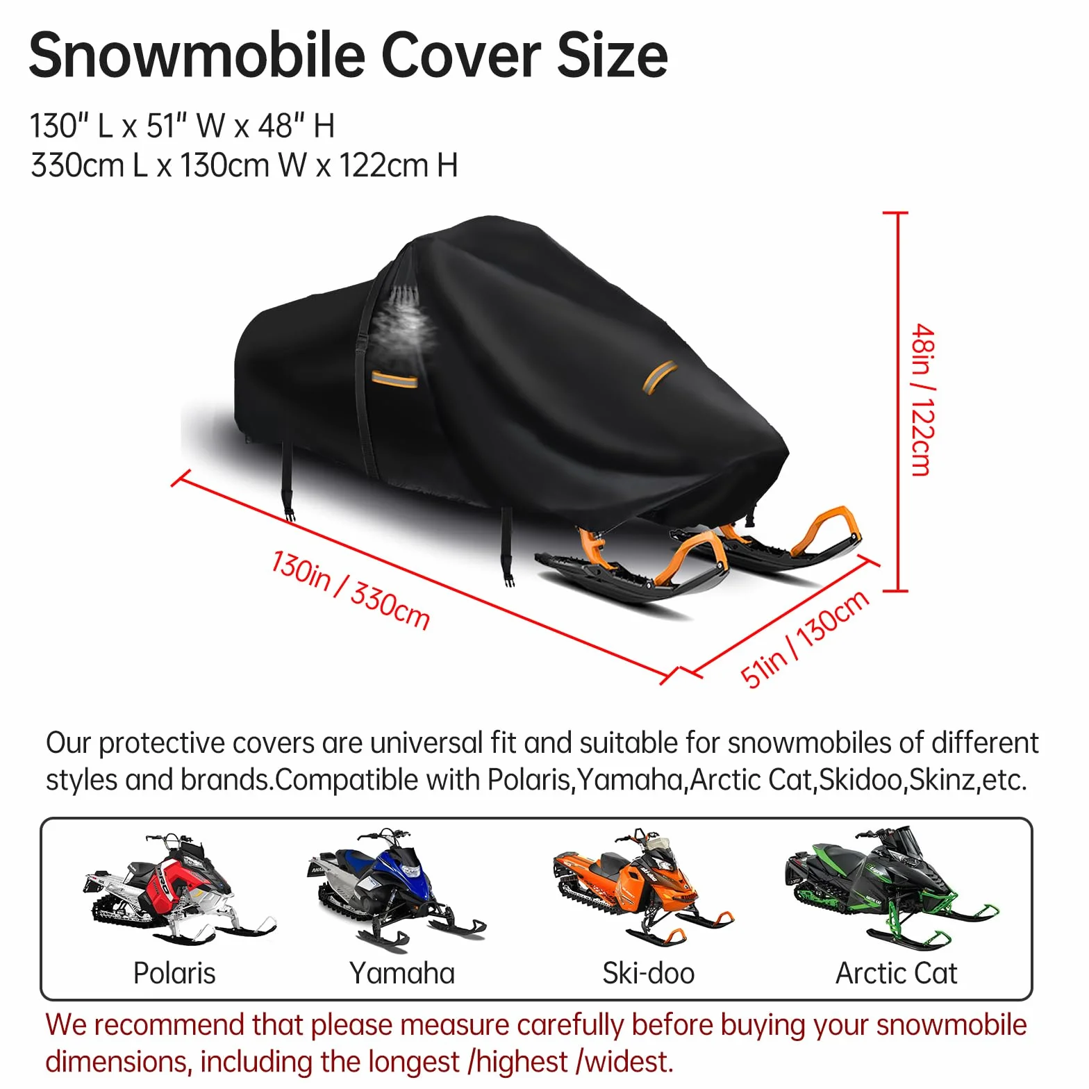 Housse de motoneige en tissu Oxford 420D robuste avec boucles coupe-vent pour Polaris Ski-Doo Arctic Cat Yamaha