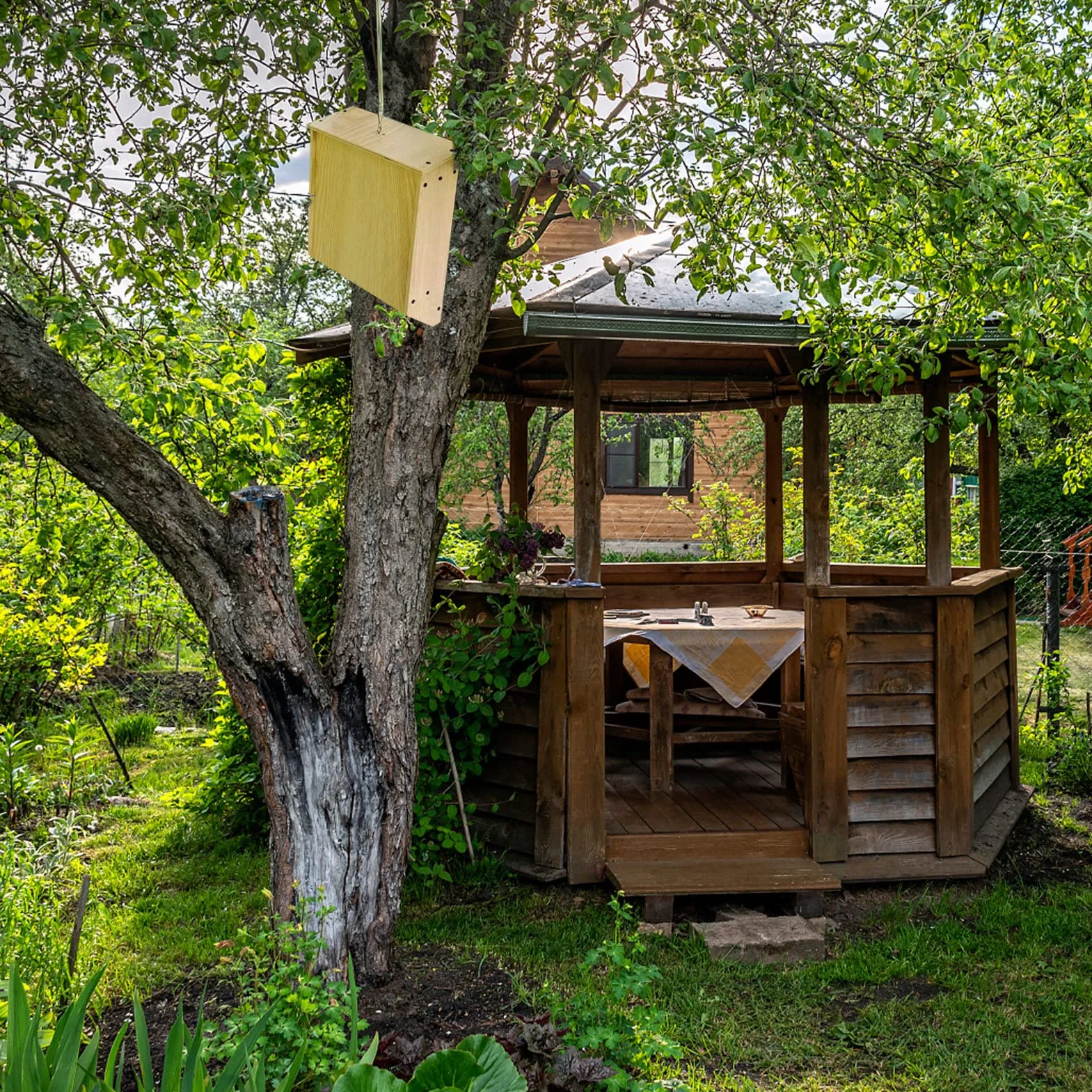 Nichoir pour Chauve-Souris en Bois Naturel avec Toit, Résistant Aux Intempéries, Non Traité