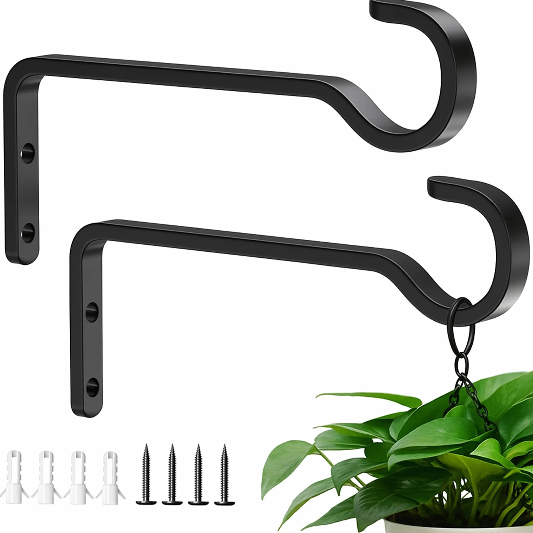 Saffruff Lot de 2 Crochets Muraux 14,5 cm pour Plantes Suspendues, Support pour Plantes Extérieur