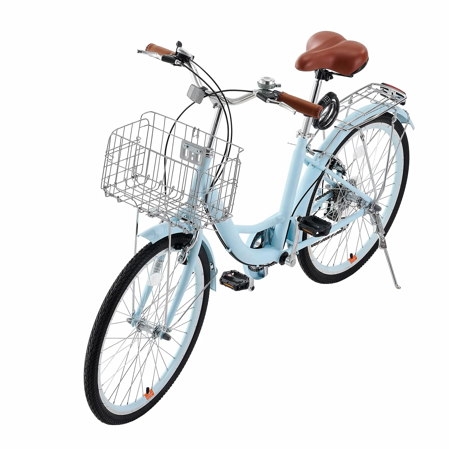VEVOR Vélo croiseur, Vélo de Plage avec Panier de Grande capacité, Porte-Bagages arrière et siège réglable, sécurisé et Robuste, pour Cyclisme..