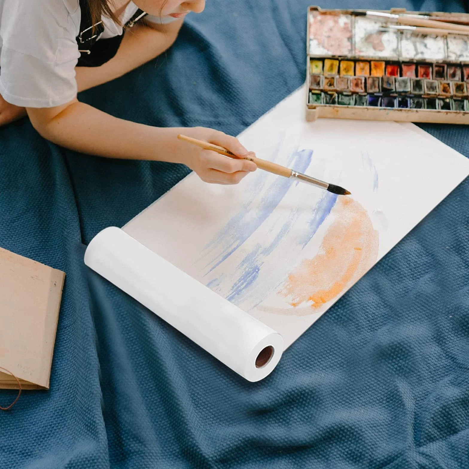 PALUDO Rouleau de Papier à Dessin Blanc 43 cm x 20M 80 g/m² pour Peinture Croquis