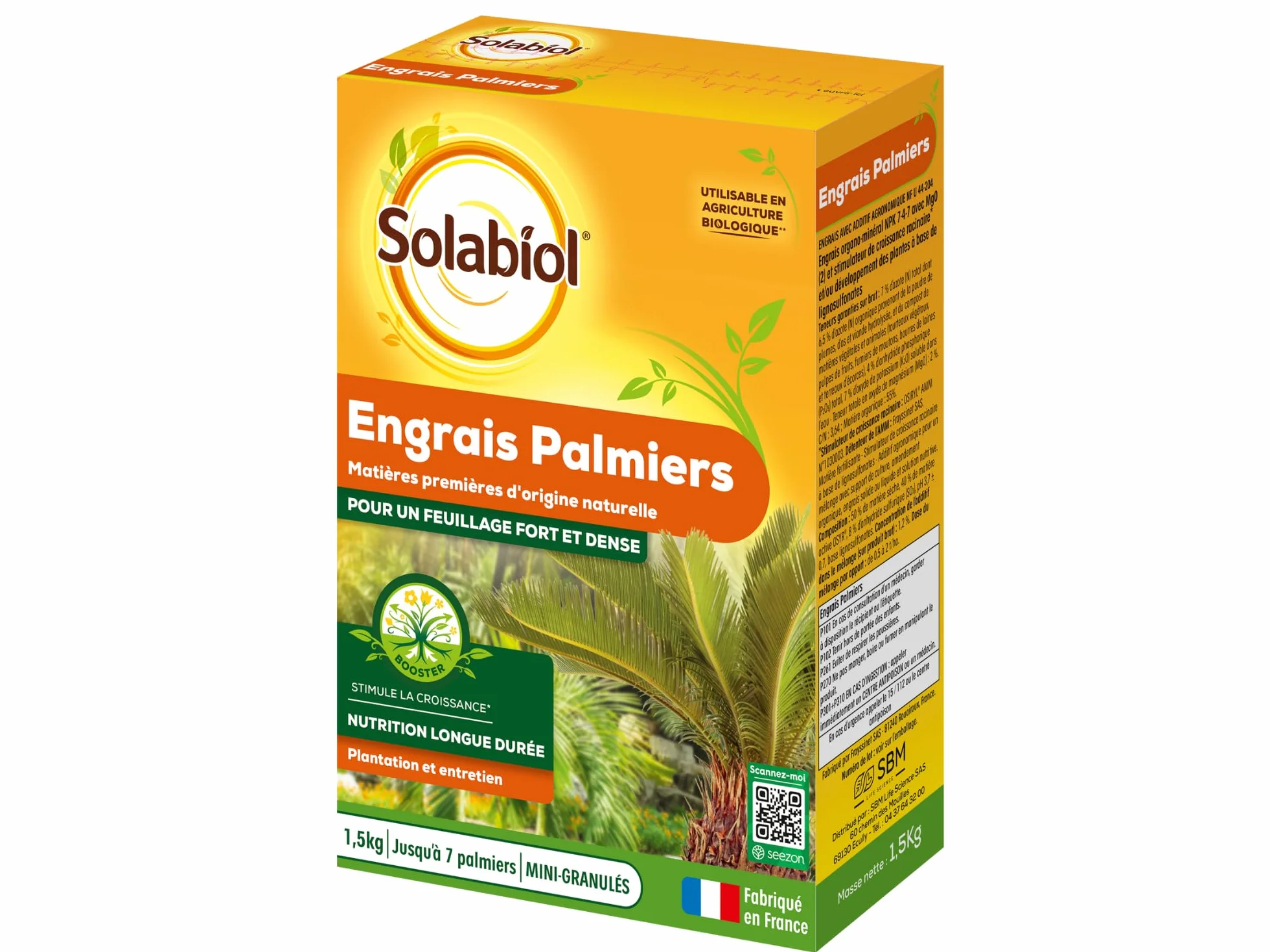 Engrais Palmiers Plantes Méditerranéennes 1,5kg SOLABIOL SOPALMY15