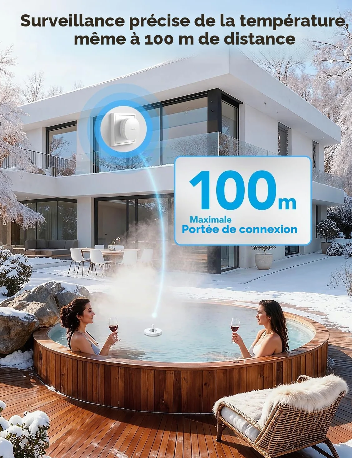 GoveeLife Thermomètre de piscine WiFi IPX7 Numérique Alerte App Exportation données