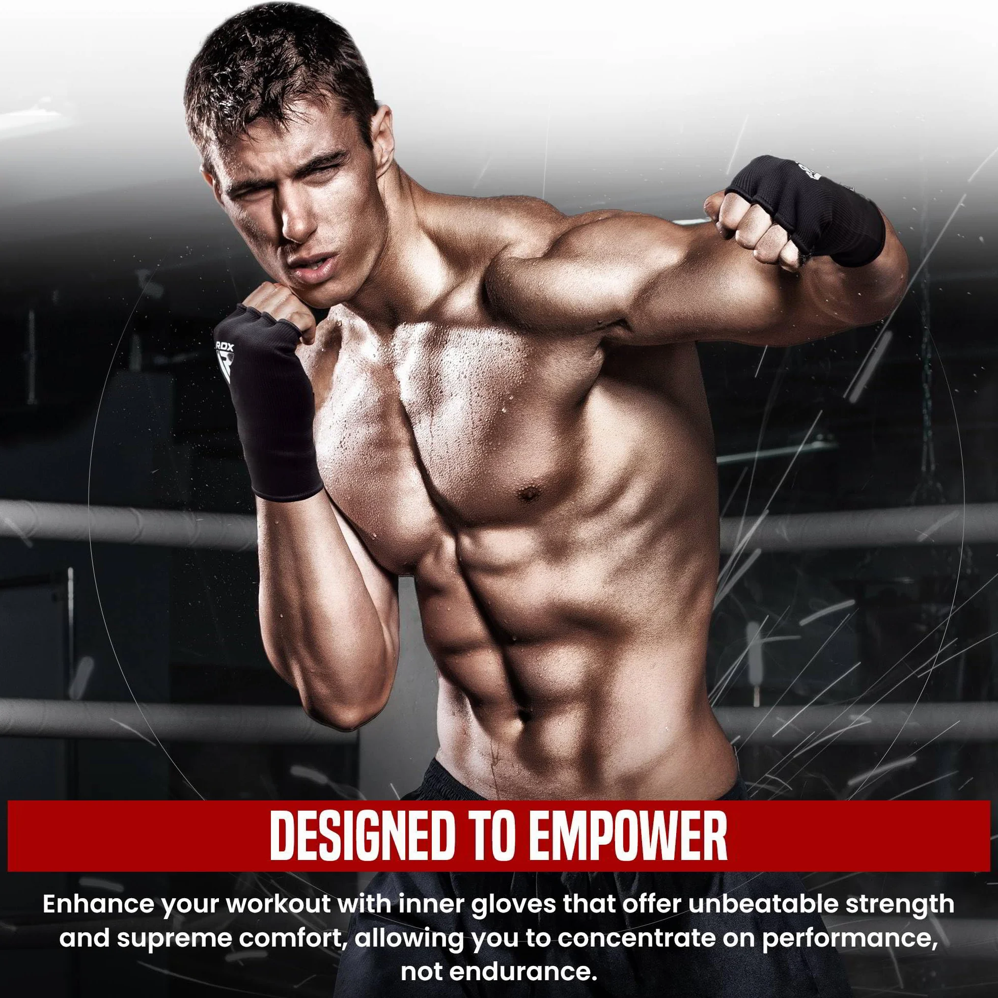 RDX Bandes Boxe sous Gants, Élastiqué Protege Main Sparring Arts Martiaux Protecteur de Poing, Boxing Inner Gloves Hand Wraps, Gants de Frappe Boxeur Adulte Femme Homme