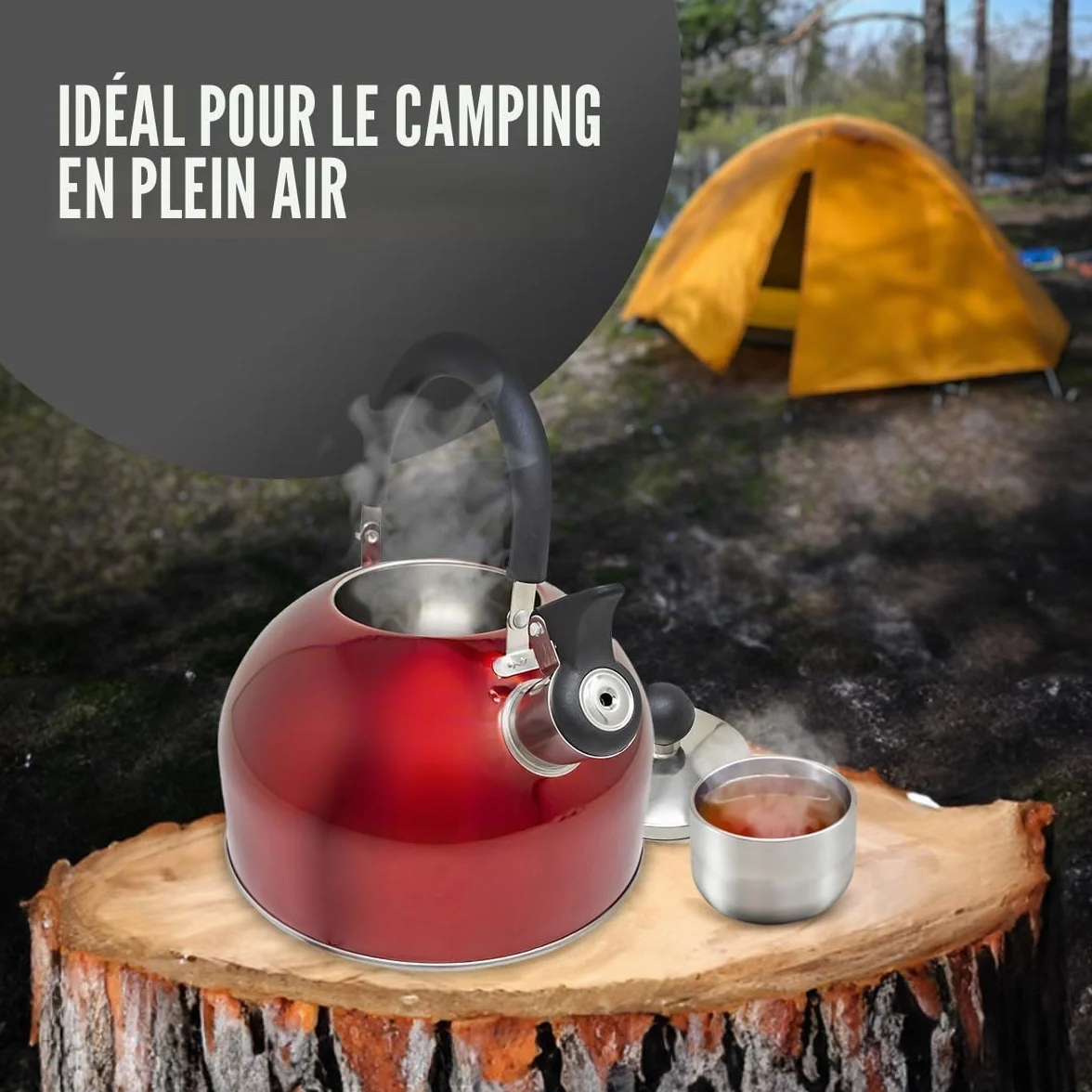 Bouilloire sifflante en acier inoxydable léger, 2,5 L