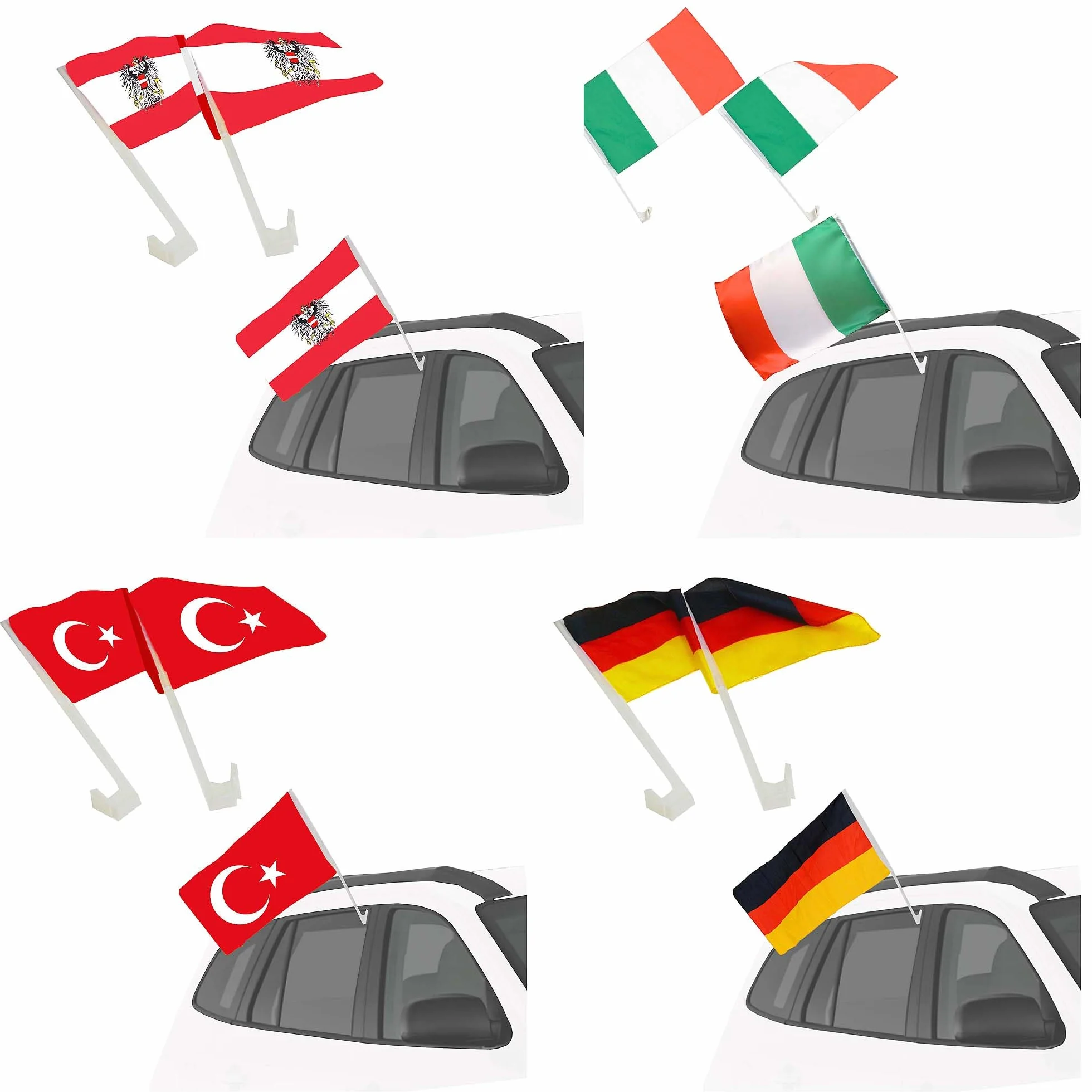 Taffstyle Lot de 2 drapeaux de voiture Portugal - Drapeau supporter Coupe du monde Basketball Handball