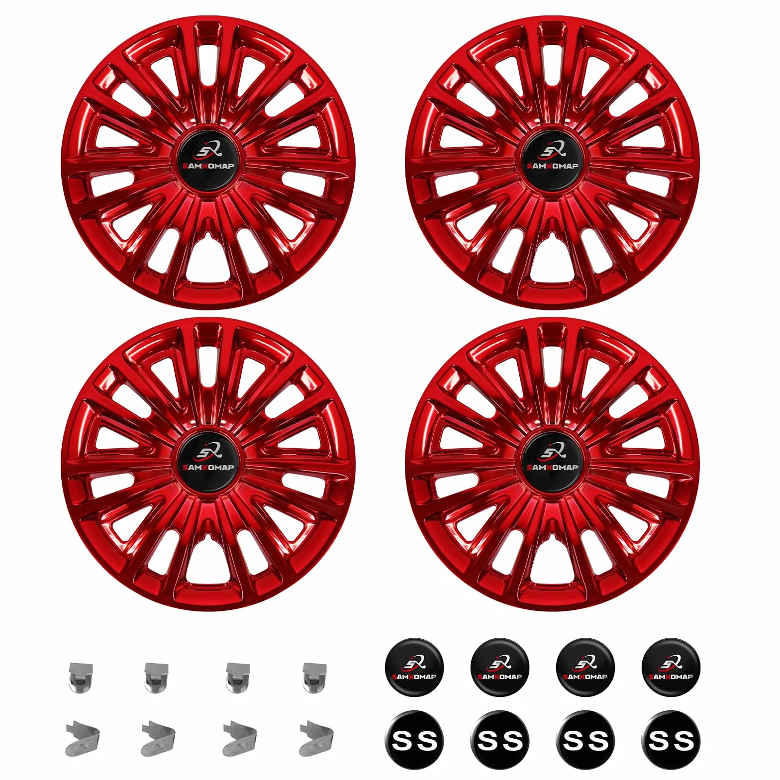 Lot de 4 enjoliveurs de chariot de golf 8" pour EZGO Club Auto Yamaha, plastique ABS rouge