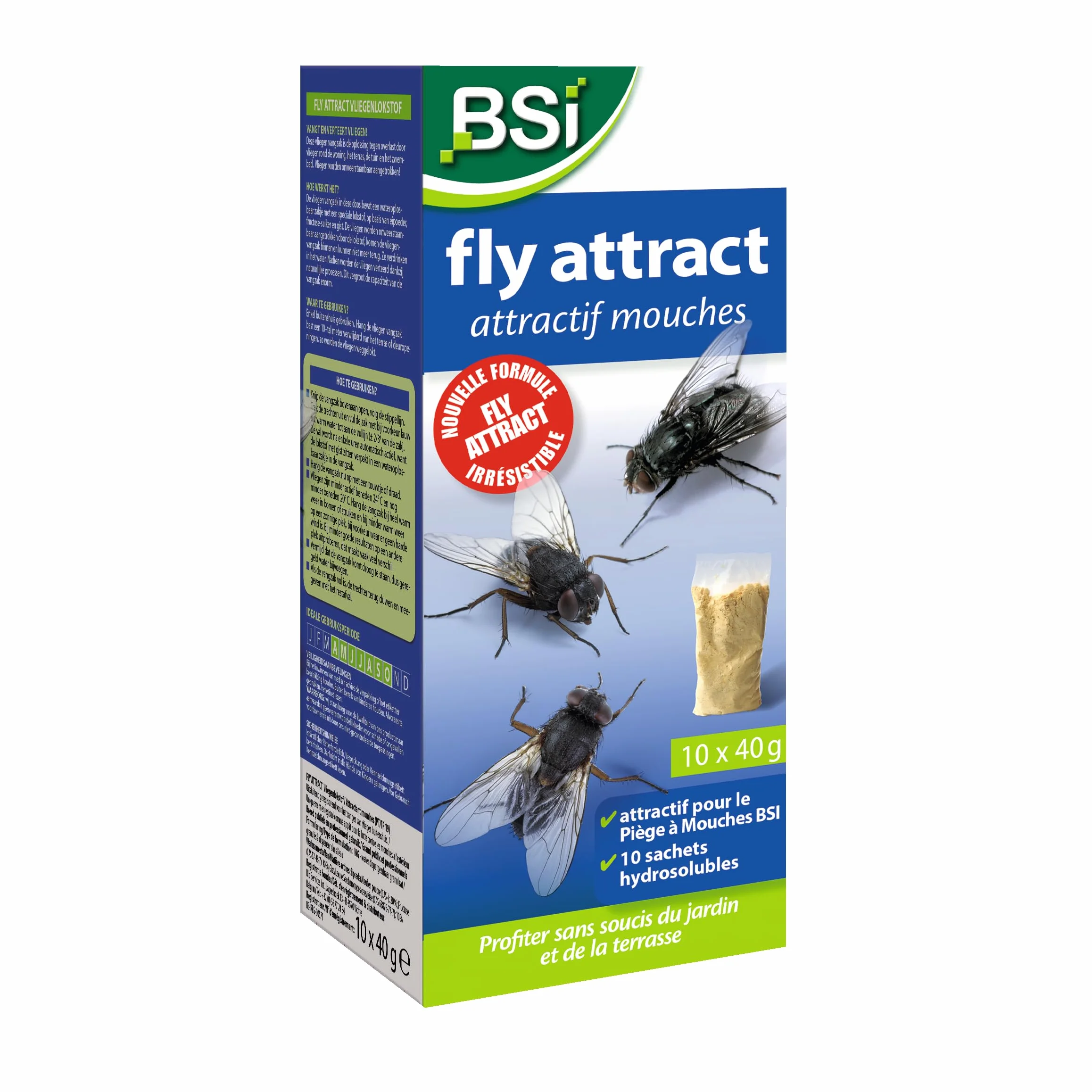 BSI Attractifs Mouches Naturel 10 Recharges 40g Piège Insectes