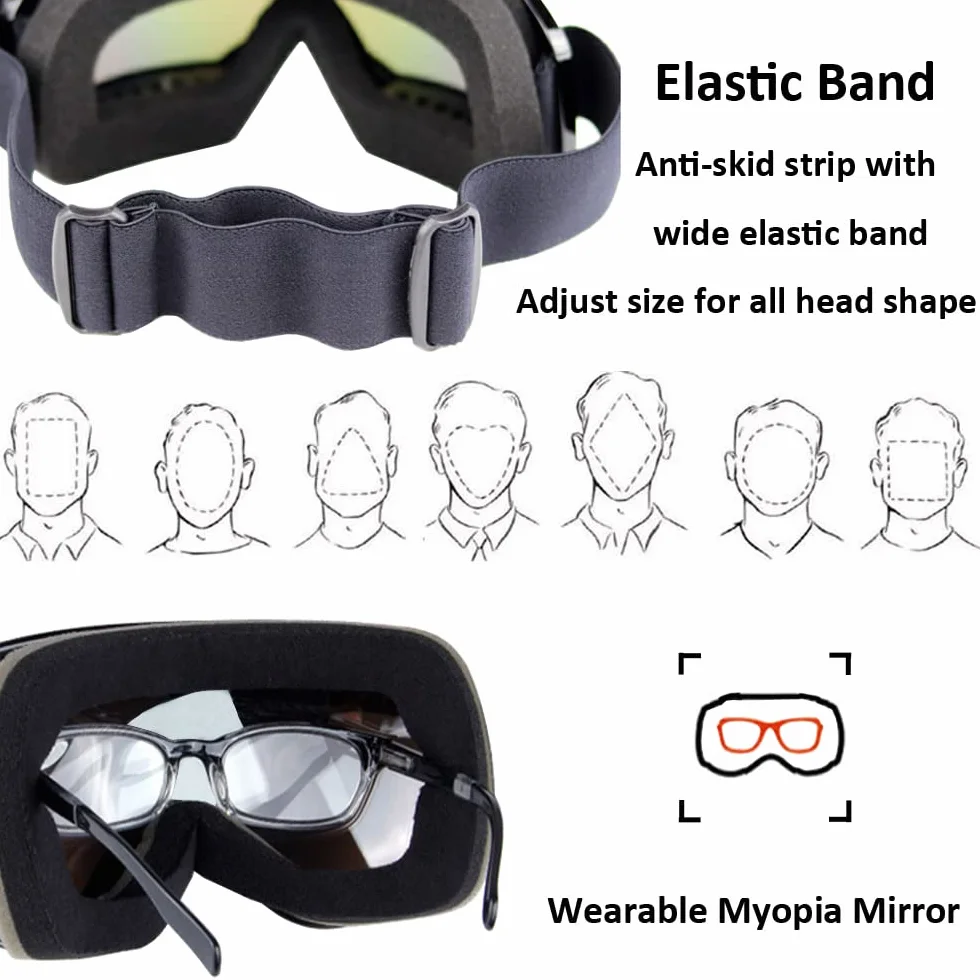 Lunettes de Moto Protection Motocross Ski VTT Vélo Soleil Coupe-vent Anti-poussière Équitation Cyclisme Orange