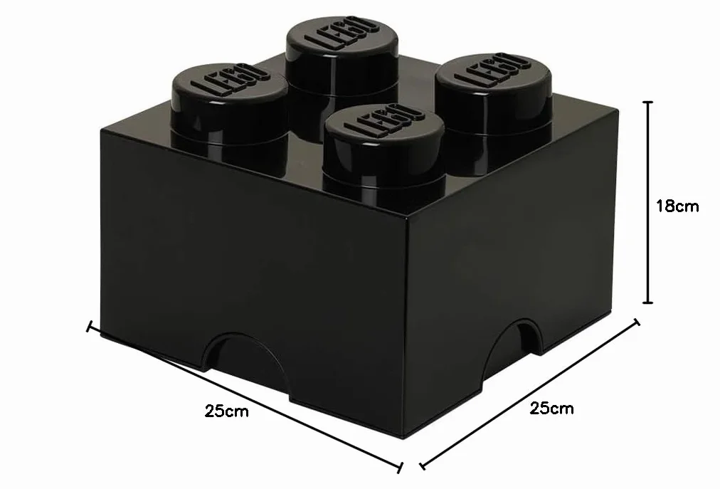Lego Boîte de Rangement 4 Briques Plastique Noir 45 x 35 x 25 cm