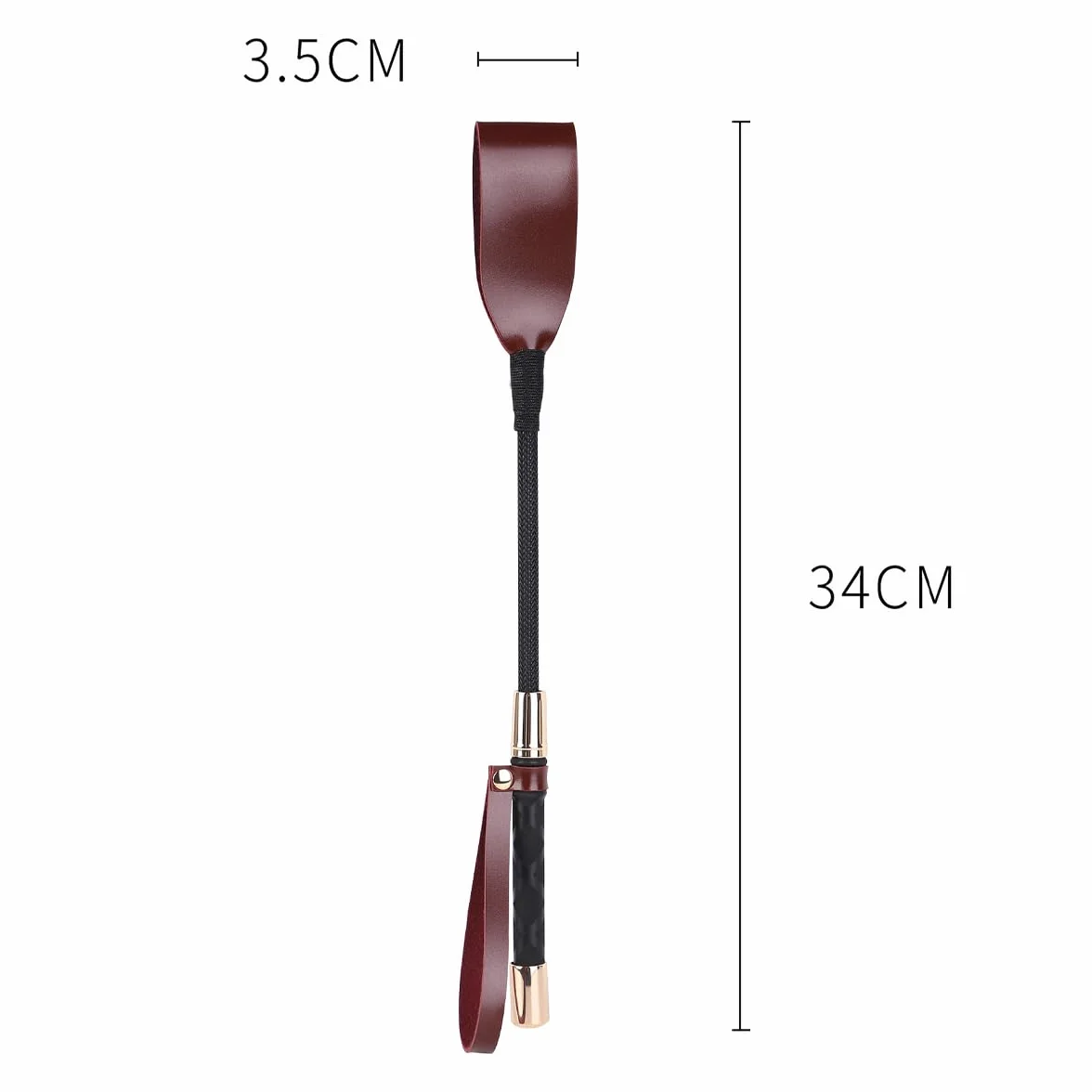 Cravache d'équitation 34 cm avec poignée en gel antidérapant (rouge rétro)