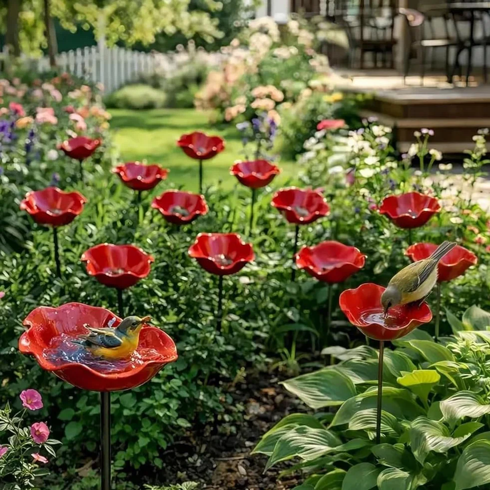 Abreuvoir à Abeilles pour Jardin, Bain d'oiseaux, Piquet en Métal Décoratif