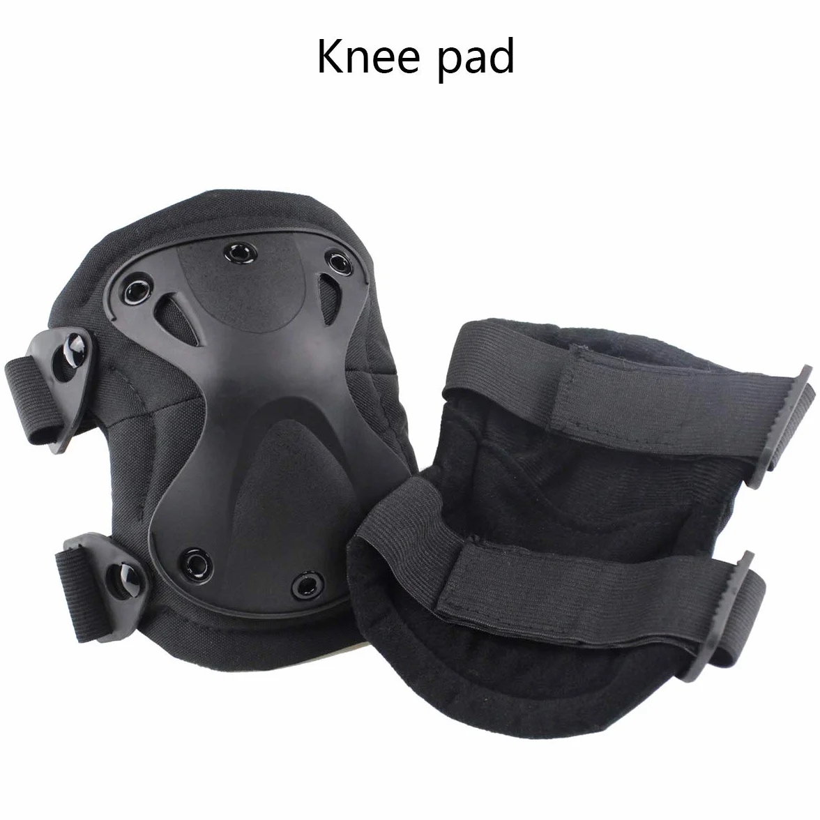 Coussinets de protection tactiques pour le genou et le coude fixés pour le jeu de paintball CS de plein air, sécurité du vélo, planches à roulettes, patins (Black)