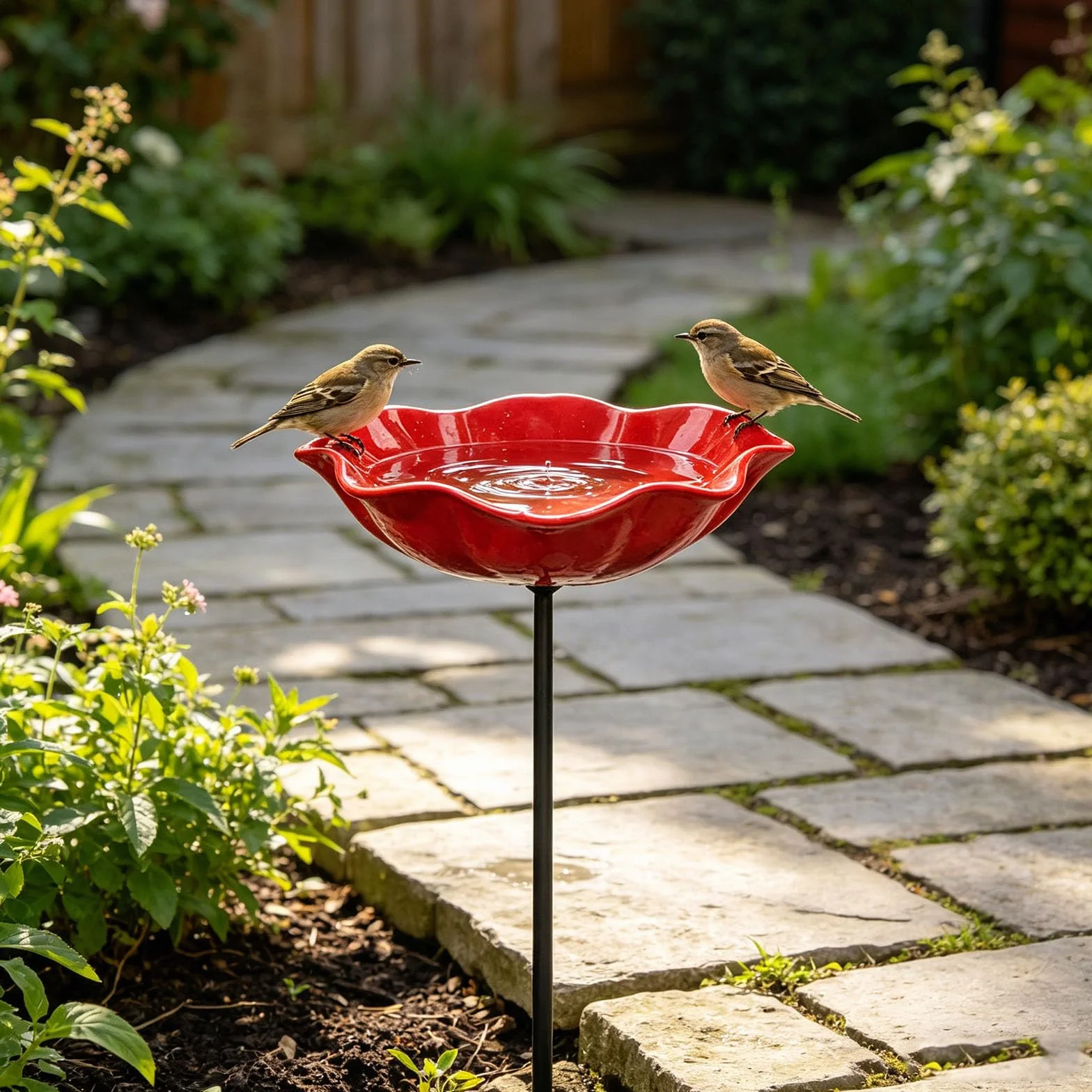 Bain d'oiseaux en métal décoratif 15x60 cm pour jardin extérieur