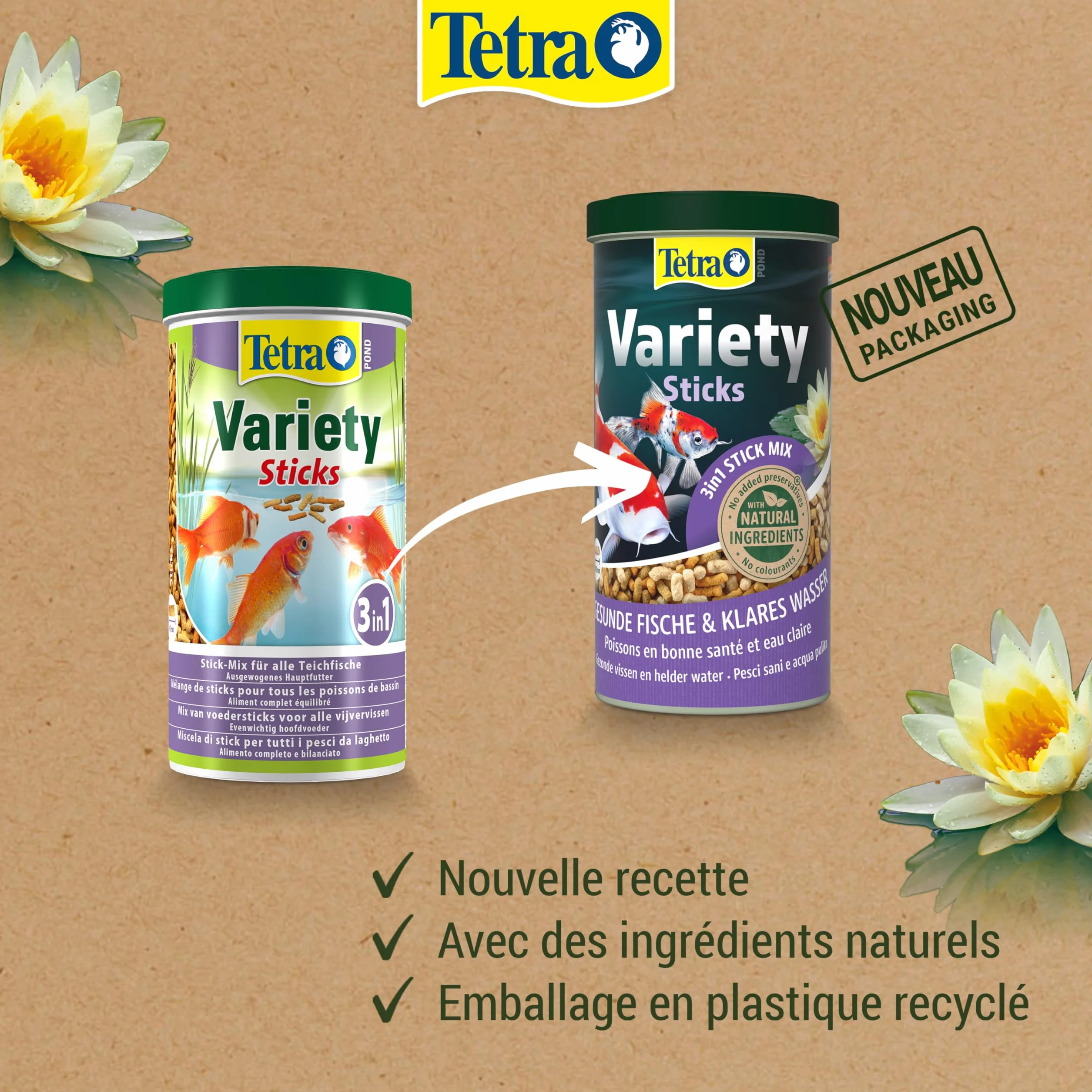 Tetra Pond Variety Sticks - Aliments en Stick pour Poissons de Bassin - 1 L