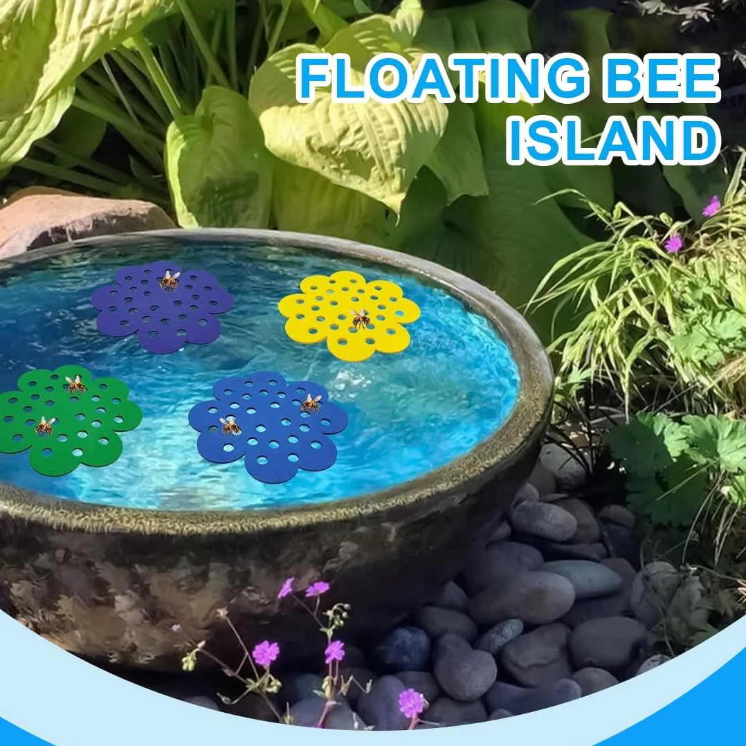 Lot de 4 îles flottantes pour abeilles, mangeoire et station d'eau pour jardin extérieur
