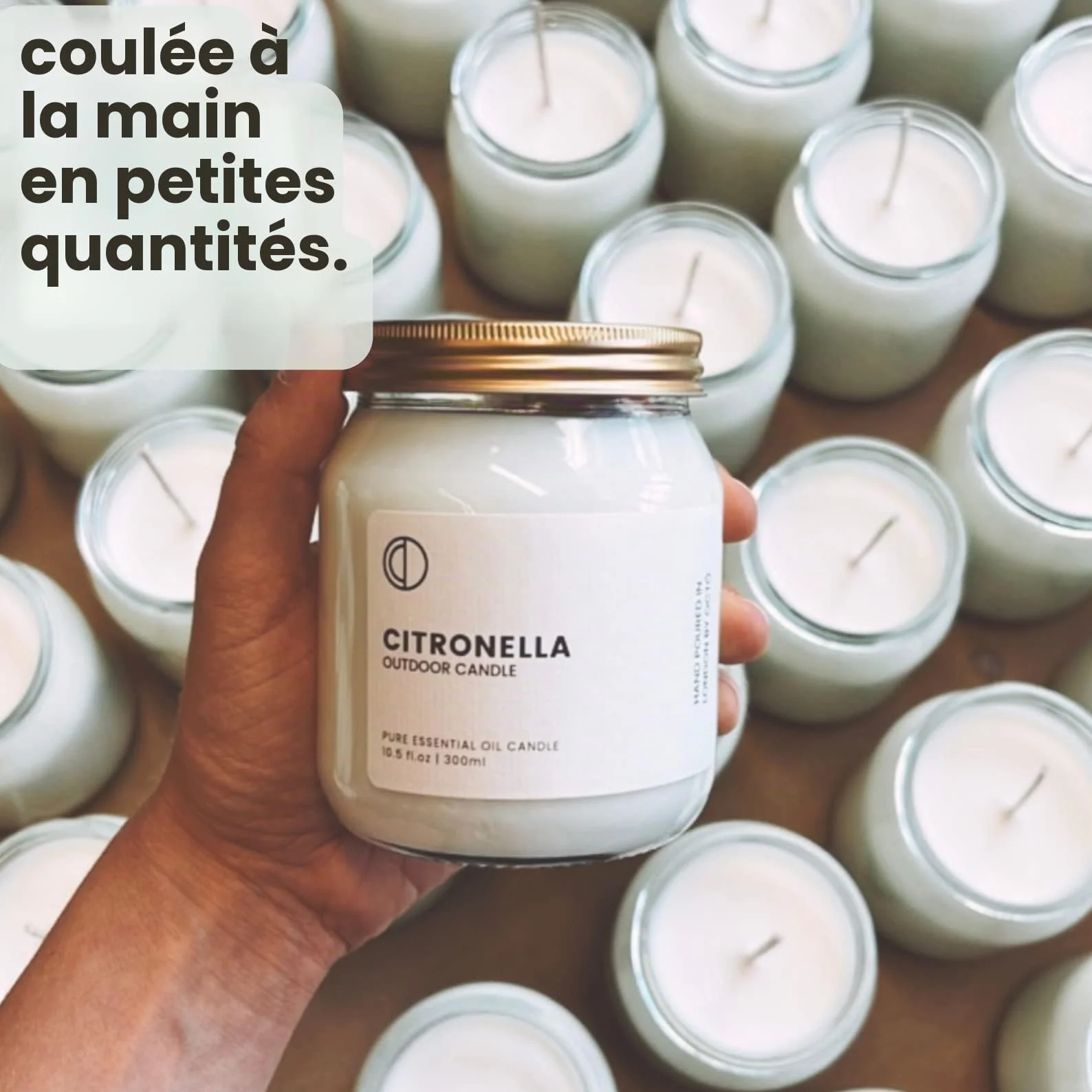 OCTO Bougie parfumée à la citronnelle 300 ml - 60 heures à la cire de soja et huiles essentielles