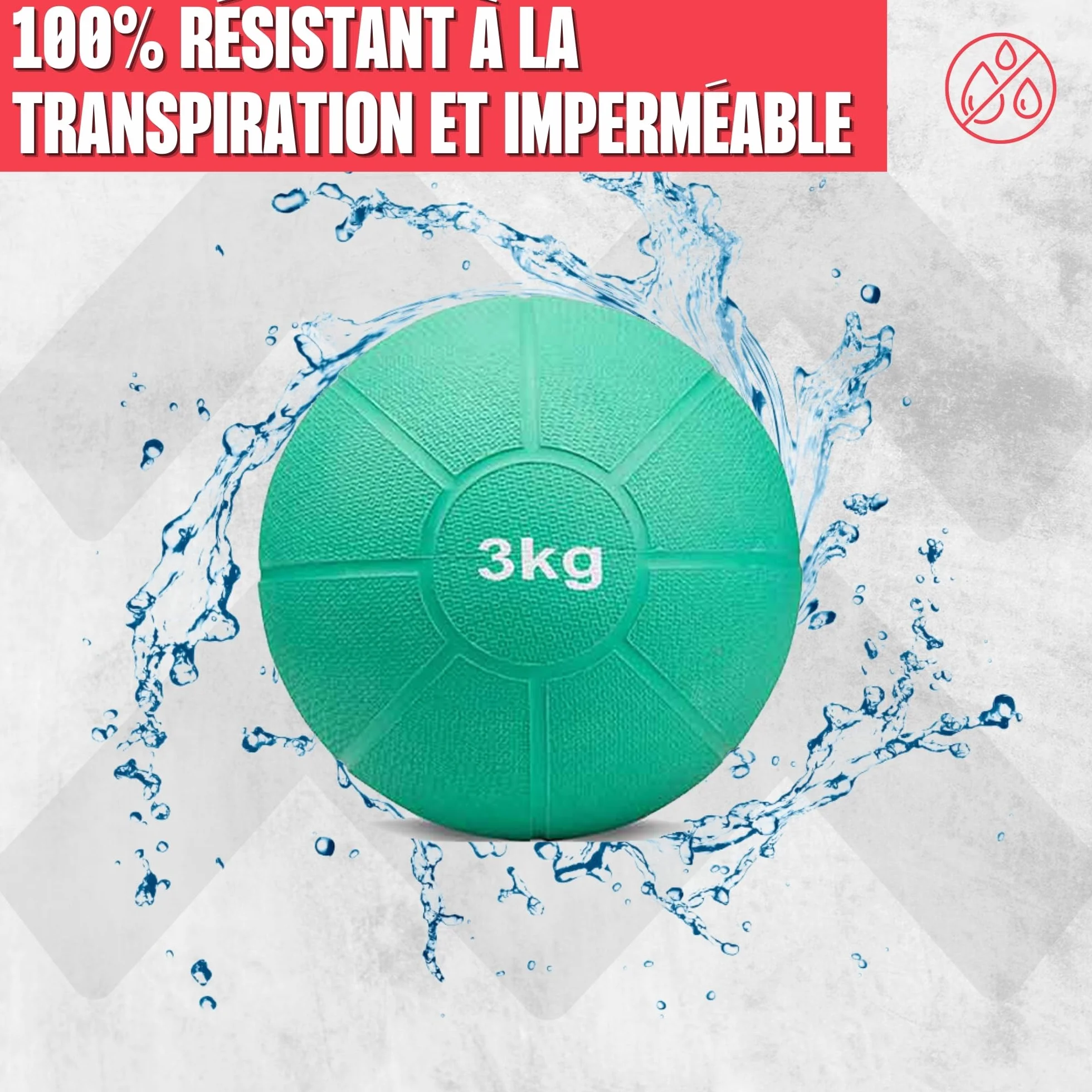 MATCHU - Médecine Ball - Medicine Ball - - Caoutchouc Solide - Disponible en 1, 2, 3, 4 et 5 KG - Disponible en Jaune, Rouge, Vert, Bleu, Noir