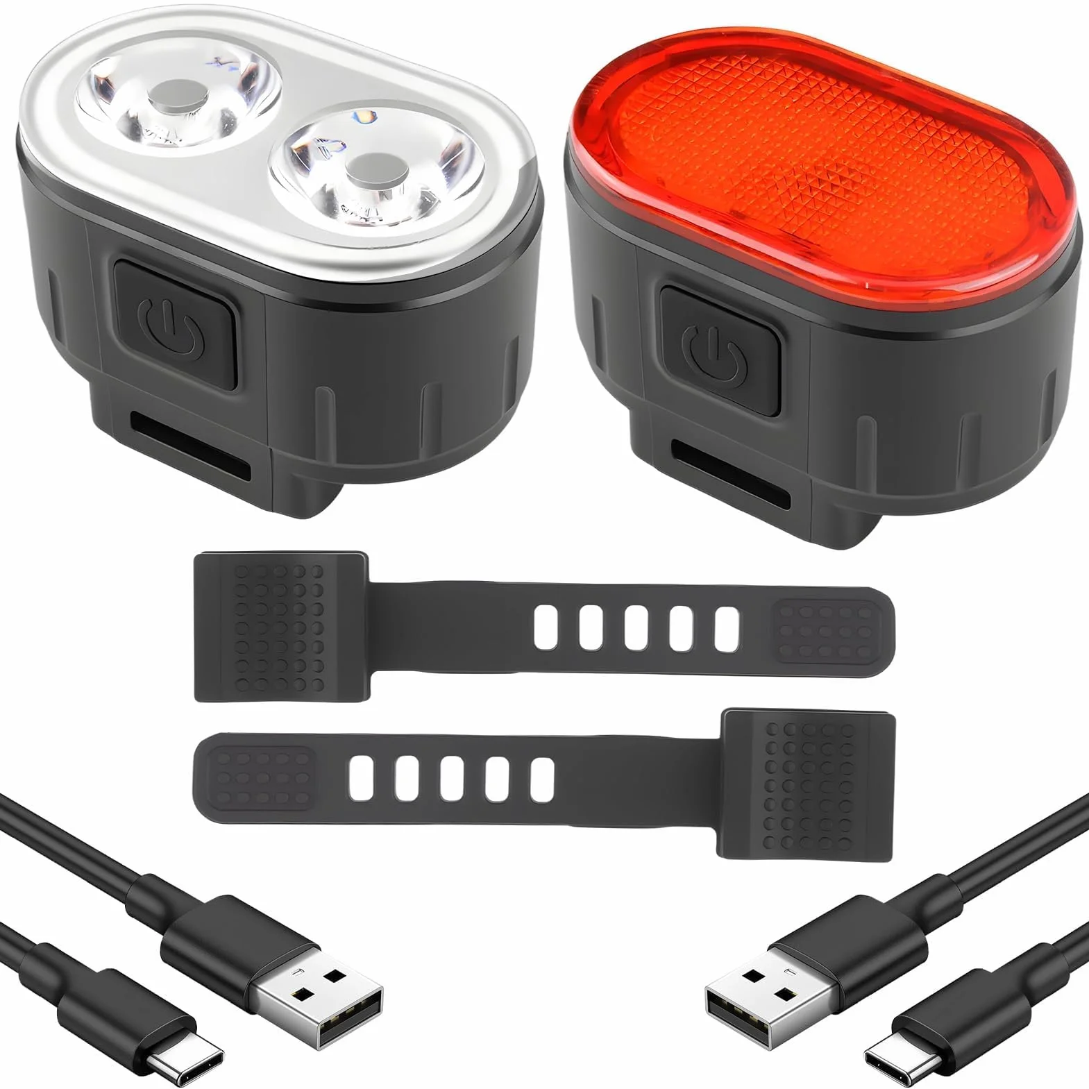 Lumiere Velo Avant et Arriere, Lampe Velo LED Puissantes Rechargeable USB, 4+6 Modes D'éclairage, Étanche IPX5 Lampe Velo, Phare et Feux Arrière pour Nocturne Cyclisme VTT VTC