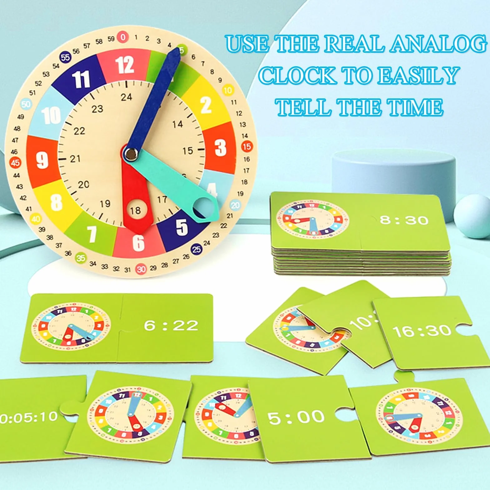 Horloge d'Apprentissage en Bois Montessori Time Timer pour Enfants - Jouet Éducatif pour Apprendre l'Heure