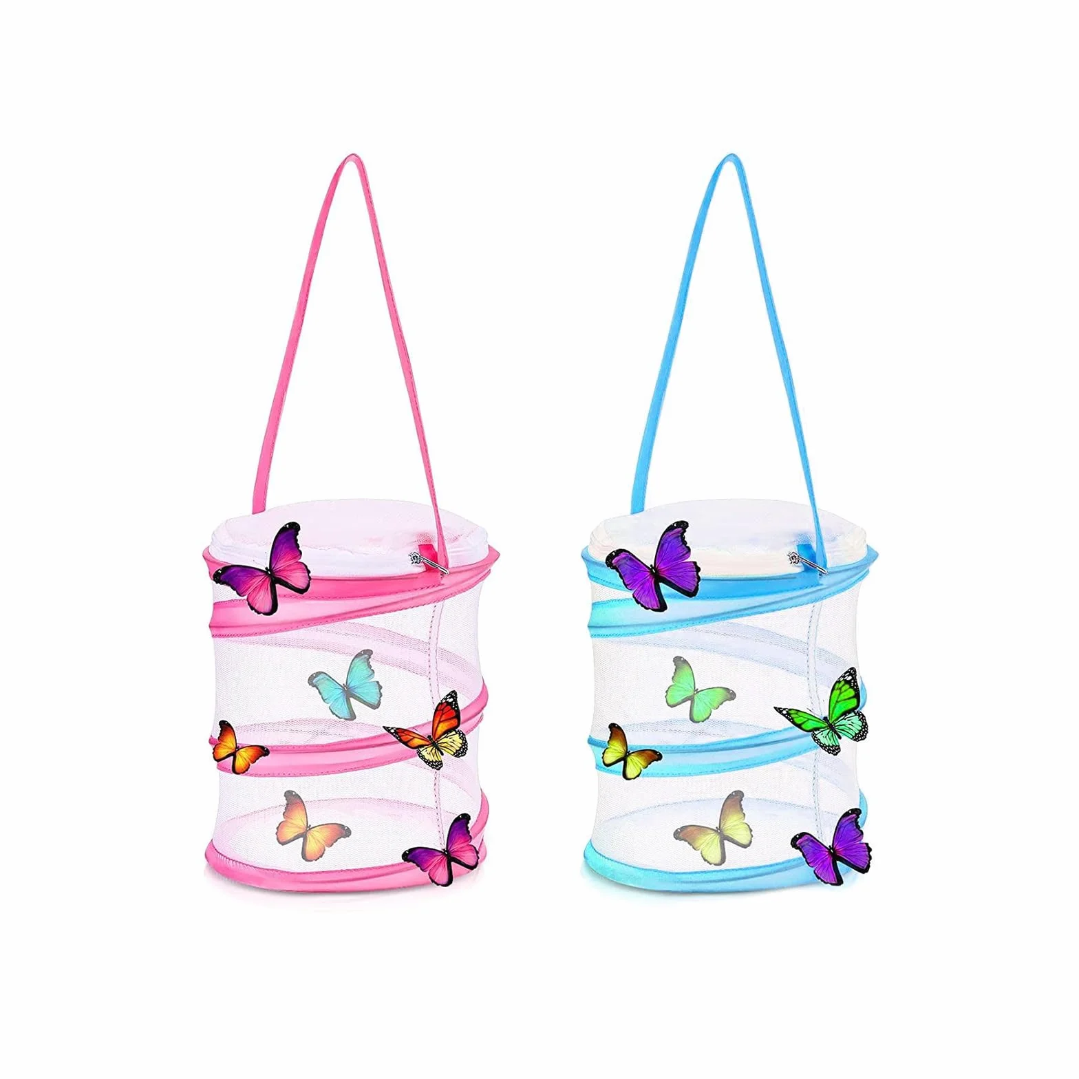 TAIZER Papillon Habitat Cage d'Insectes Pliable Portable Maille d'Élevage Bleu