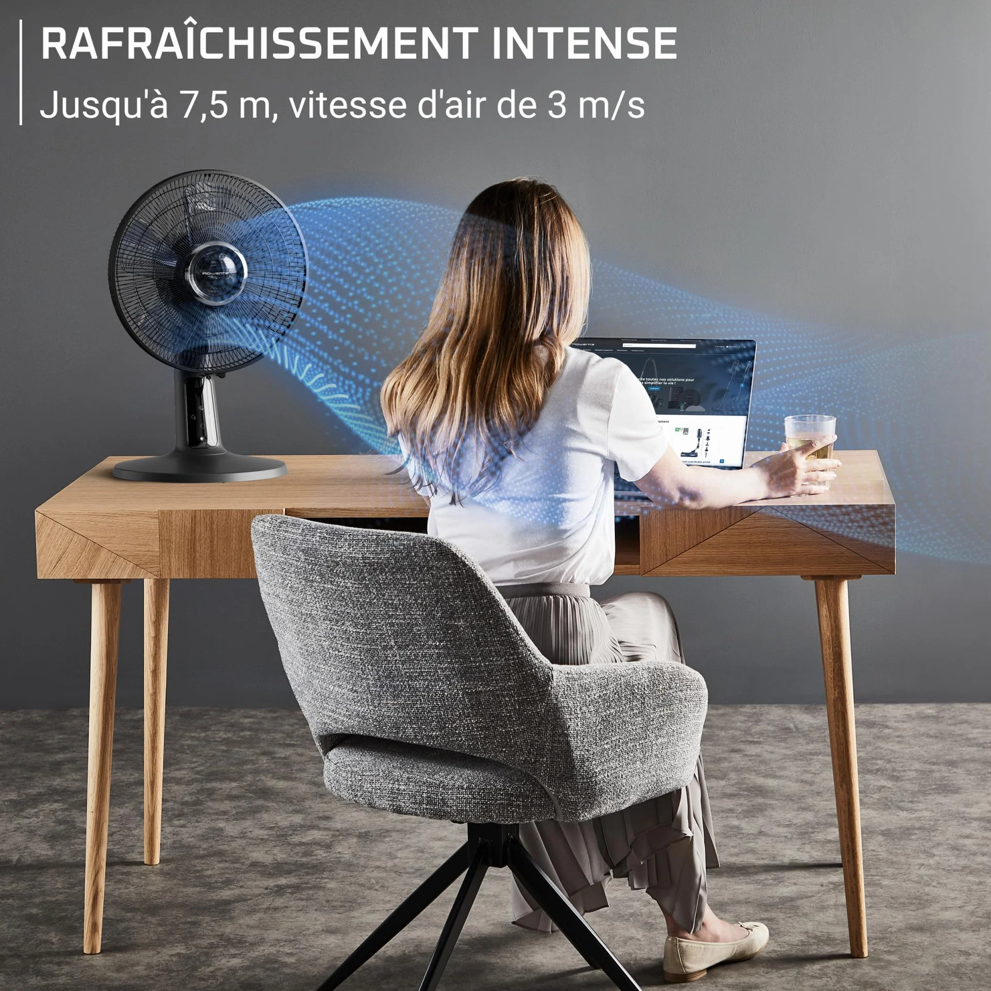 Rowenta Turbo Silence Extreme+ ventilateur de table 32 dB débit d'air 7,5 m 5 vitesses 2 modes automatiques oscillation 120° télécommande minuterie 8 h VU2750F0