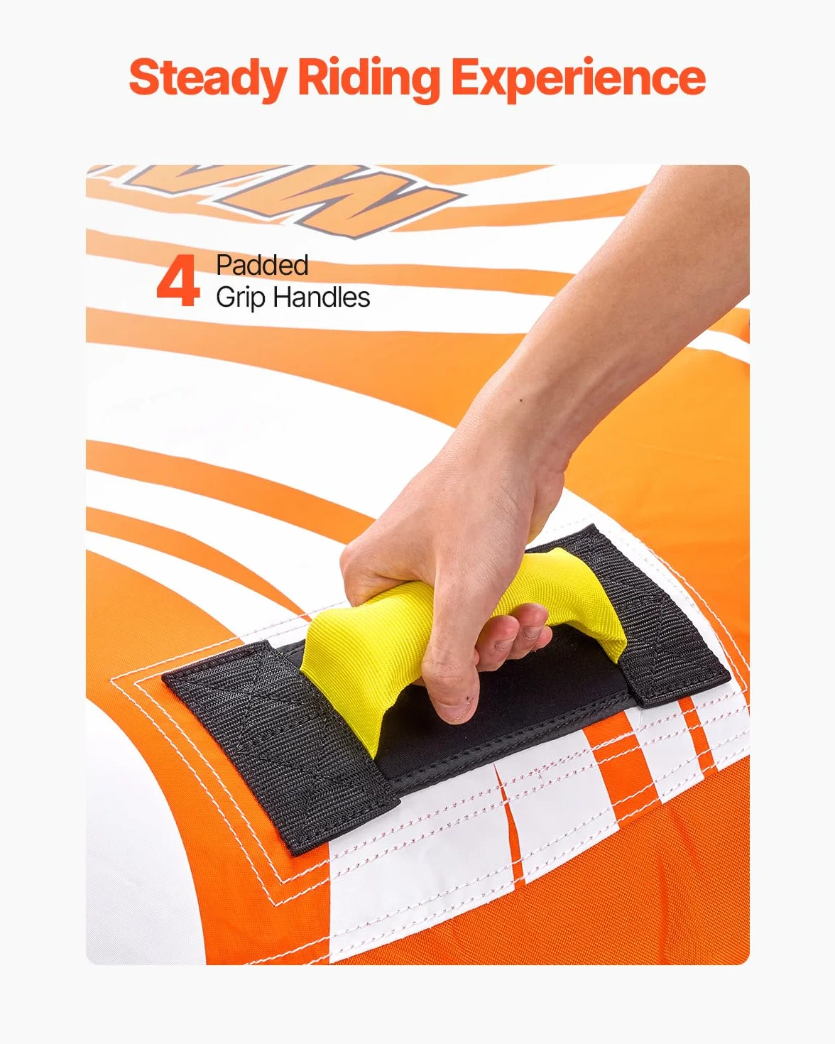 VEVOR Bouée Tractée Gonflable pour Tubing Bateaux, Bouée de Jeux Aquatiques pour 1-2 Passagers, Capacité de Charge de 154 kg, avec Ailerons, Housse en Nylon à Double Couture et Poignées Rembourrées