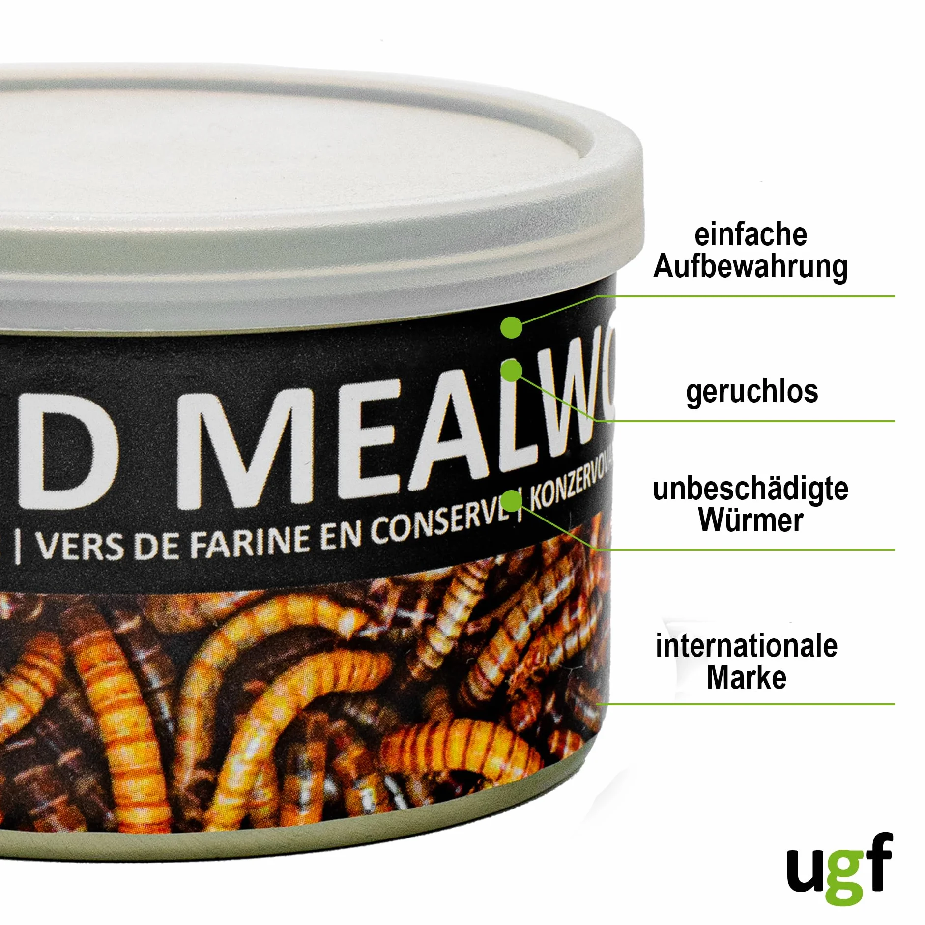 UGF - Vers de Farine Conservés Juteux 35 g Nourriture pour Oiseaux Sauvages Toute l'année