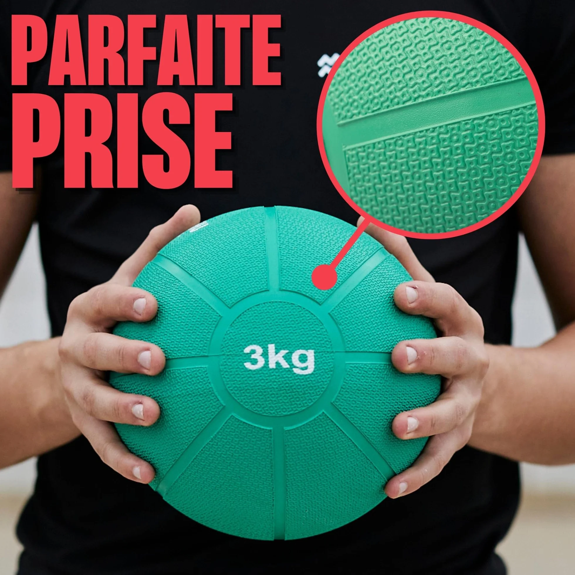 MATCHU - Médecine Ball - Medicine Ball - - Caoutchouc Solide - Disponible en 1, 2, 3, 4 et 5 KG - Disponible en Jaune, Rouge, Vert, Bleu, Noir