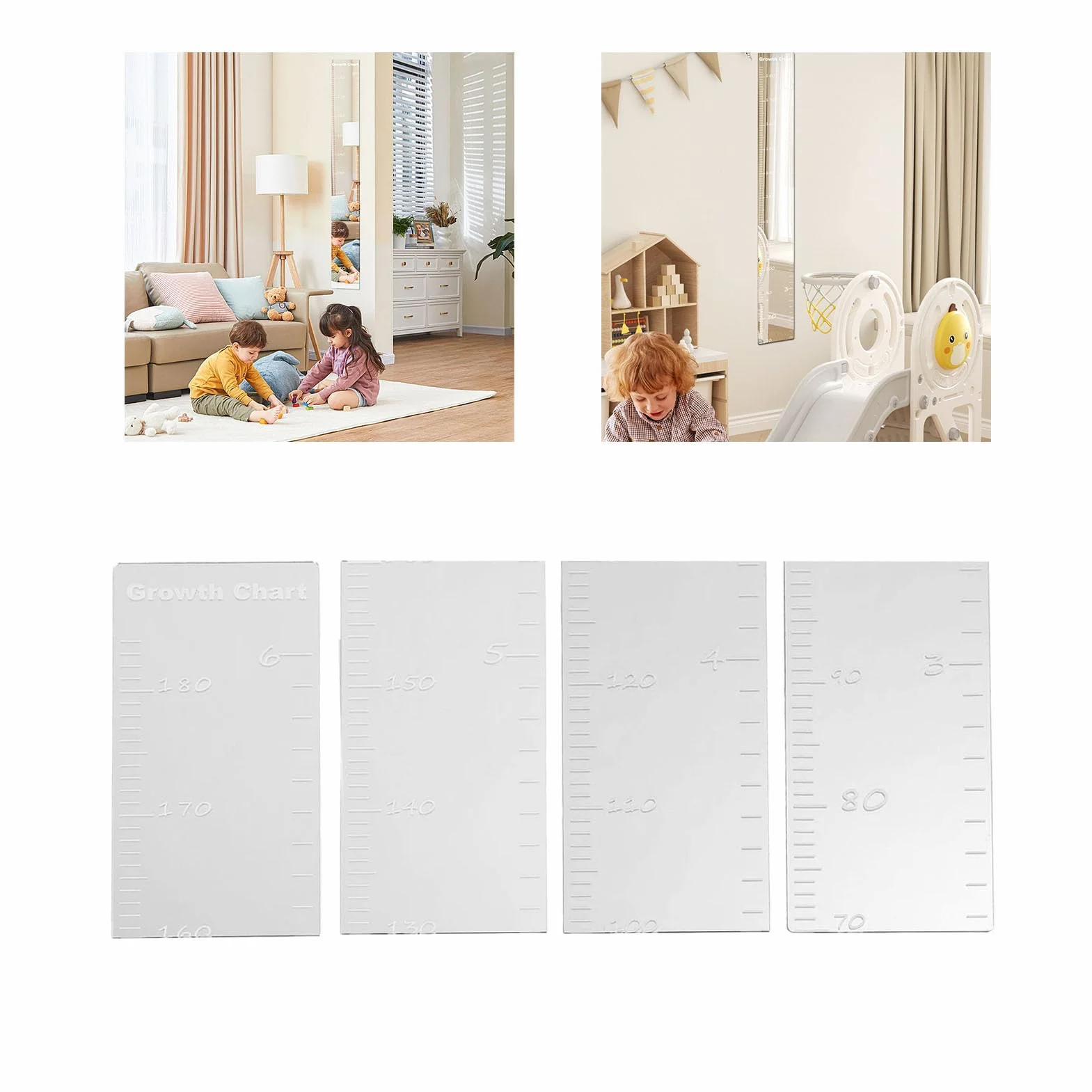 Miroir autocollant mural acrylique incassable pour règle de hauteur enfant BYERZ