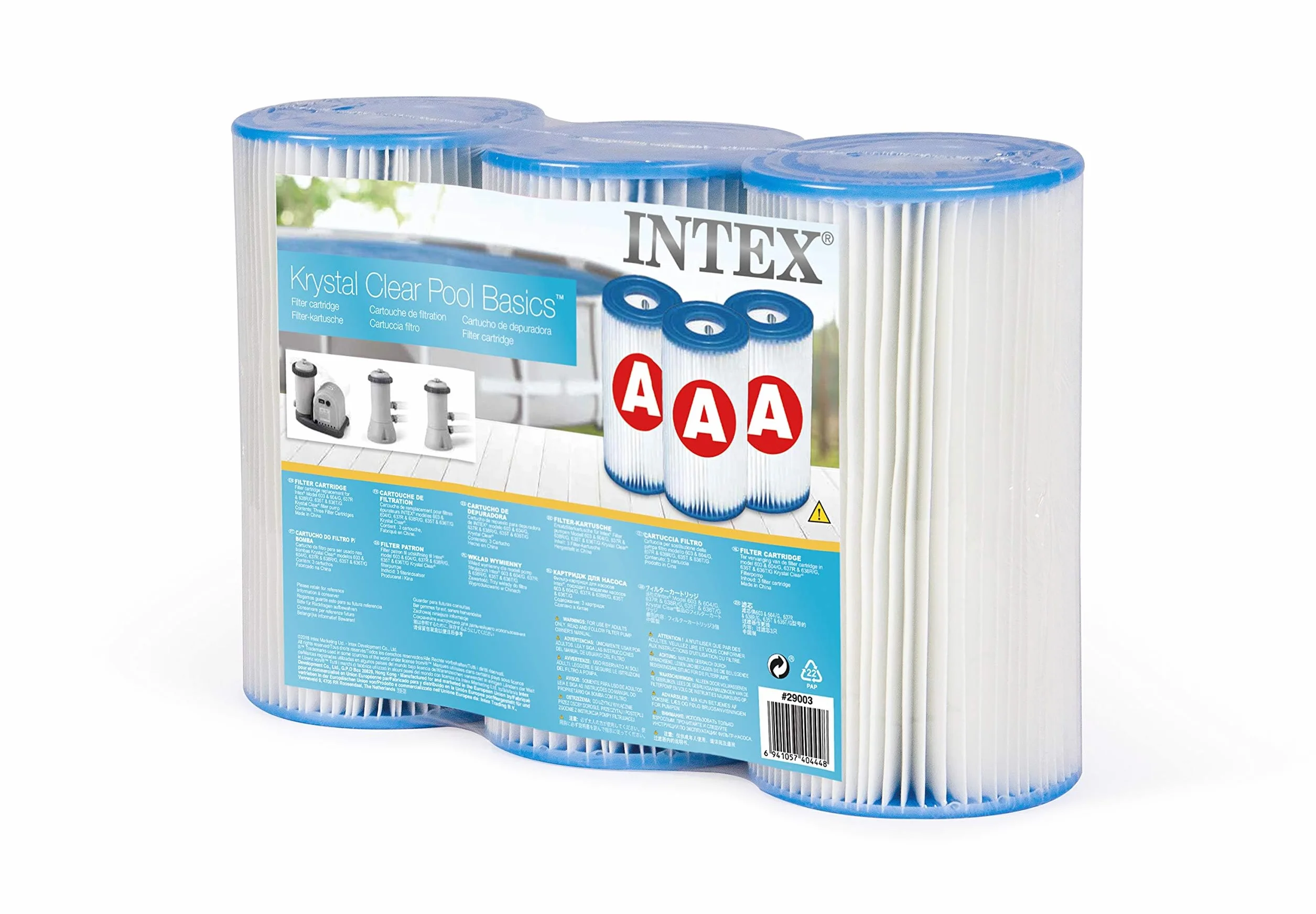 Intex lot de 3 cartouches de filtration A