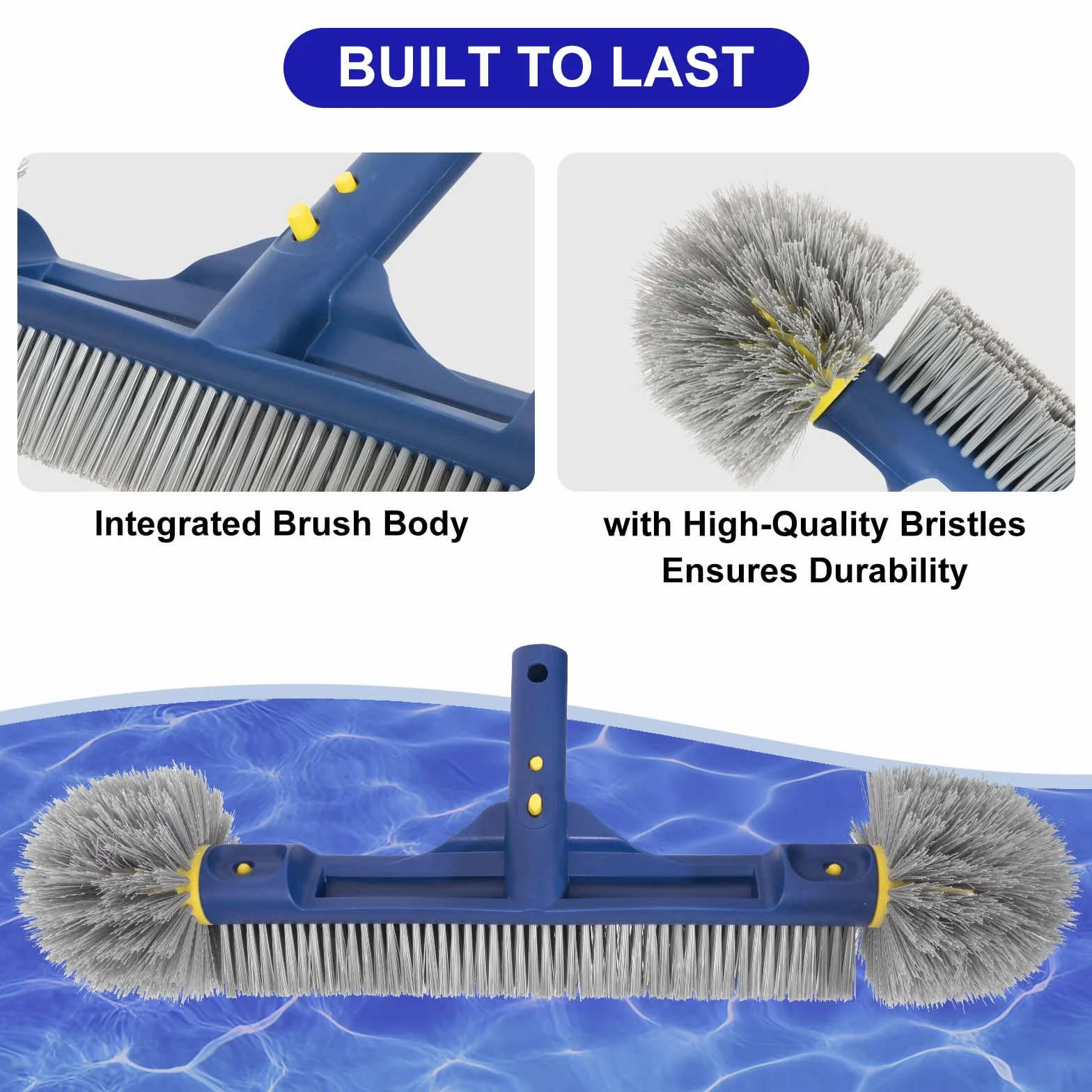 POOLAZA Kit de nettoyage de piscine - Filet de skimmer à mailles fines et brosse de 45 cm