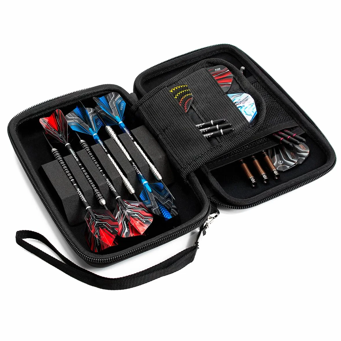 Harrows Étui de fléchettes Blaze Pro 6 – Support de fléchettes – Peut contenir 6 fléchettes entièrement assemblées – Matériau de Protection EVA – Accessoires de fléchettes Professionnels – Peut