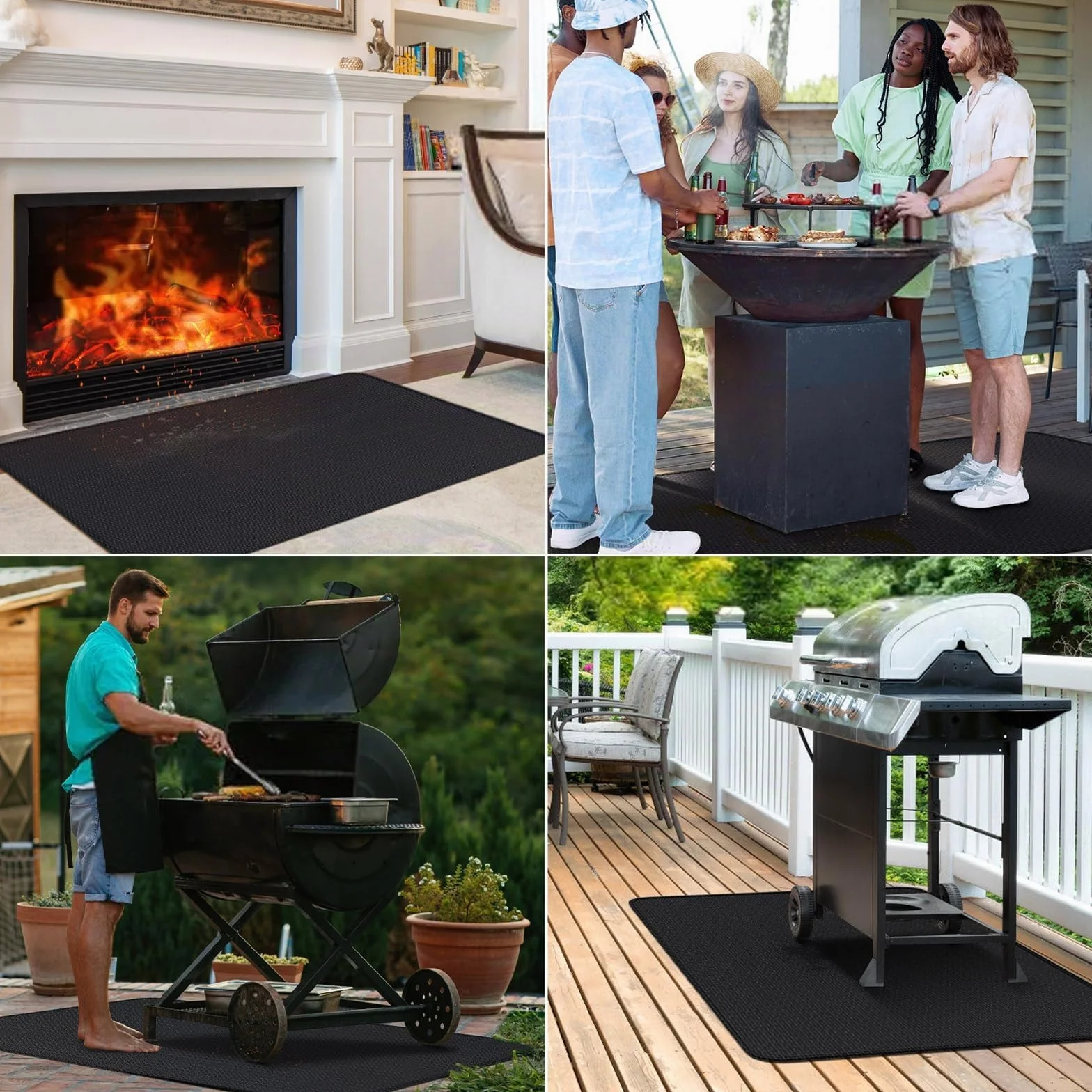 Tapis ignifuge 130 × 80 cm résistant à la chaleur 982 °C protection thermique coupe-feu barbecue gaz charbon