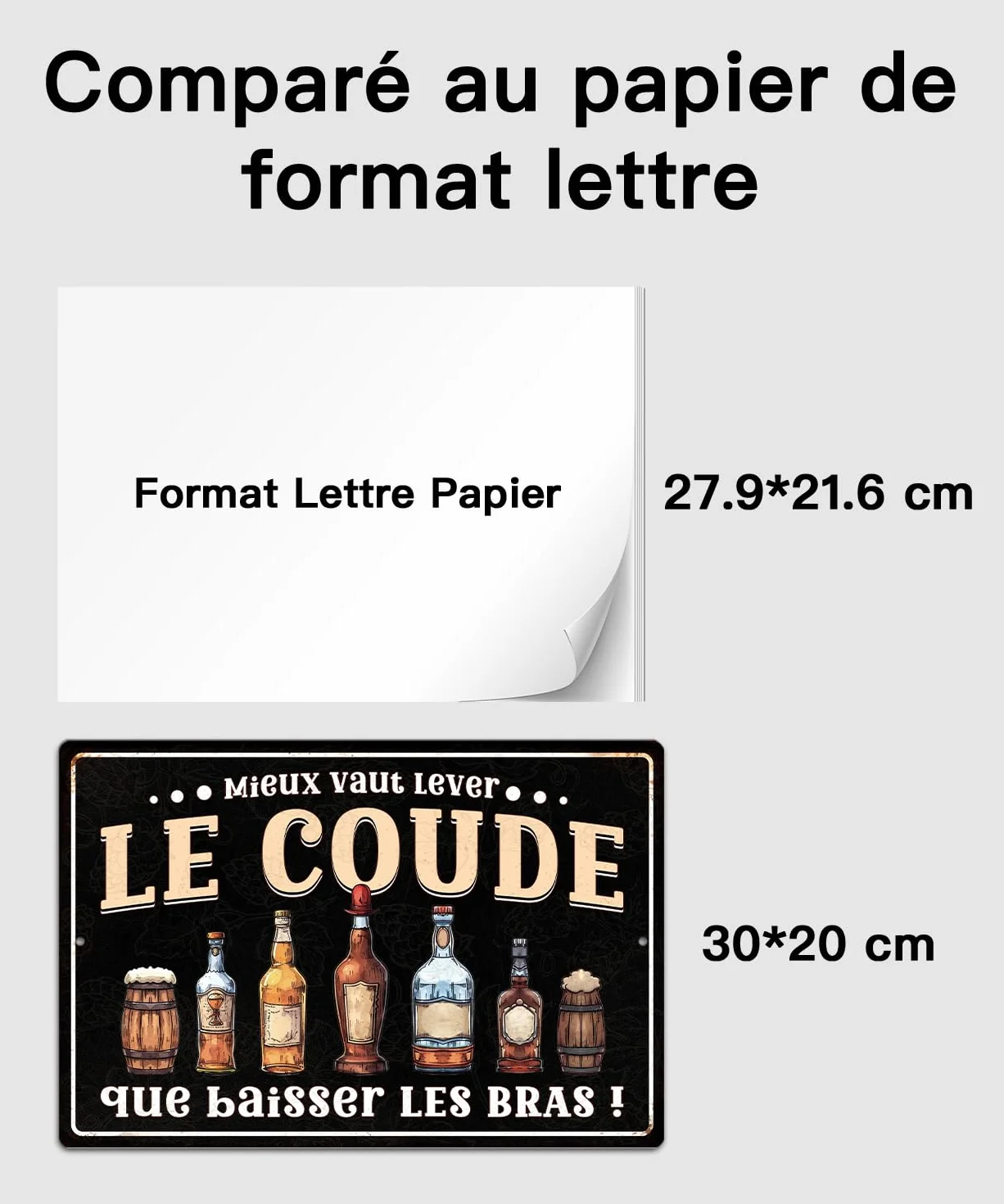 Plaque Métallique Humour Mieux Vaut Lever Le Coude Aluminium 30x20 cm pour Bar Cave à Vin