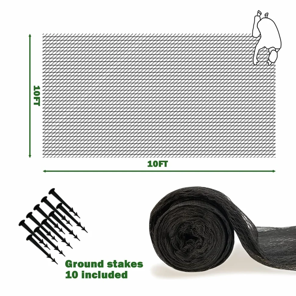 Filet pour Bassin 3x3m - Filet de Protection pour Étang, Anti Oiseaux avec Piquets