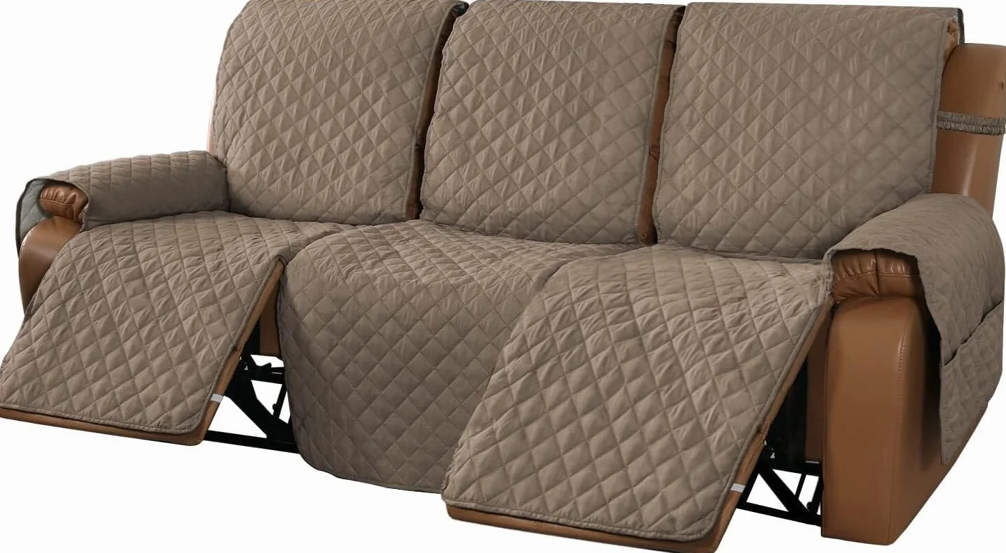 Housse de Fauteuil Relax Antidérapante 3 Places Canapé Taupe