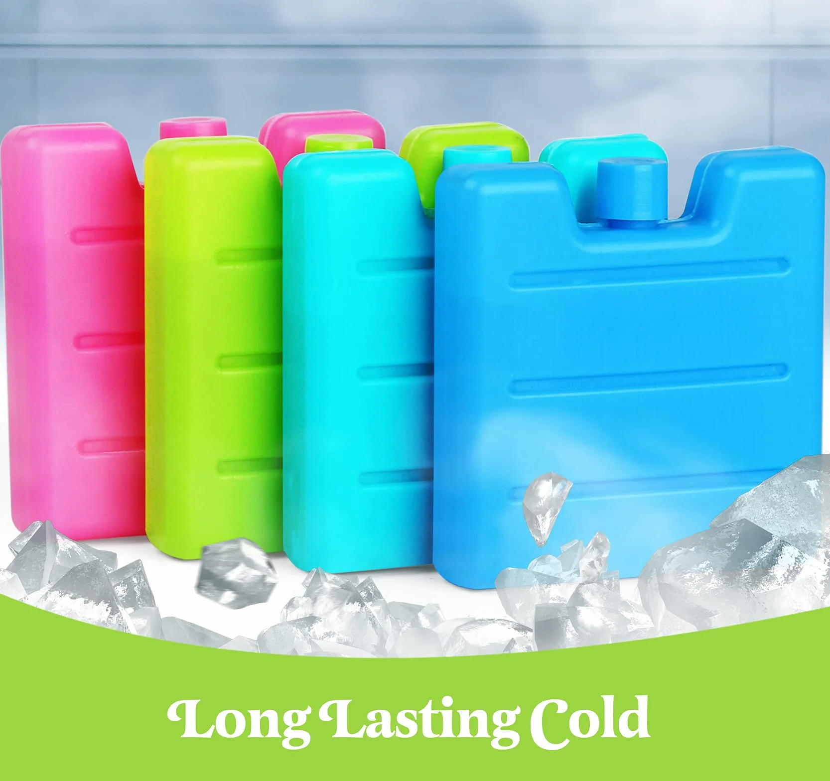 Lot de 8 Mini Pains de Glace Blocs Réfrigérants 7.5x7x1.5 cm 65g Sac de Congélation Réutilisables pour Glacière