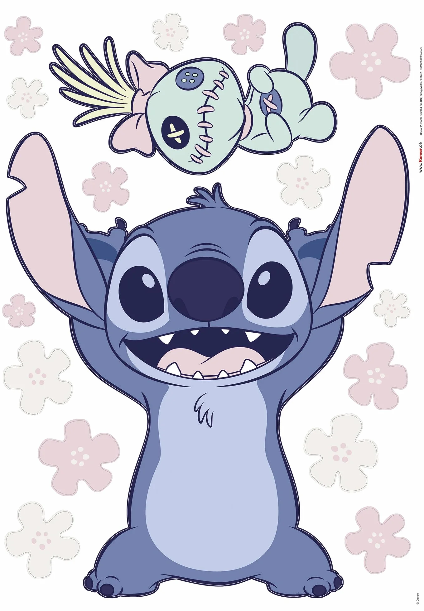 Disney Lilo and Stitch Sticker mural 50 x 70 cm Décoration murale chambre enfant Bleu vert rose