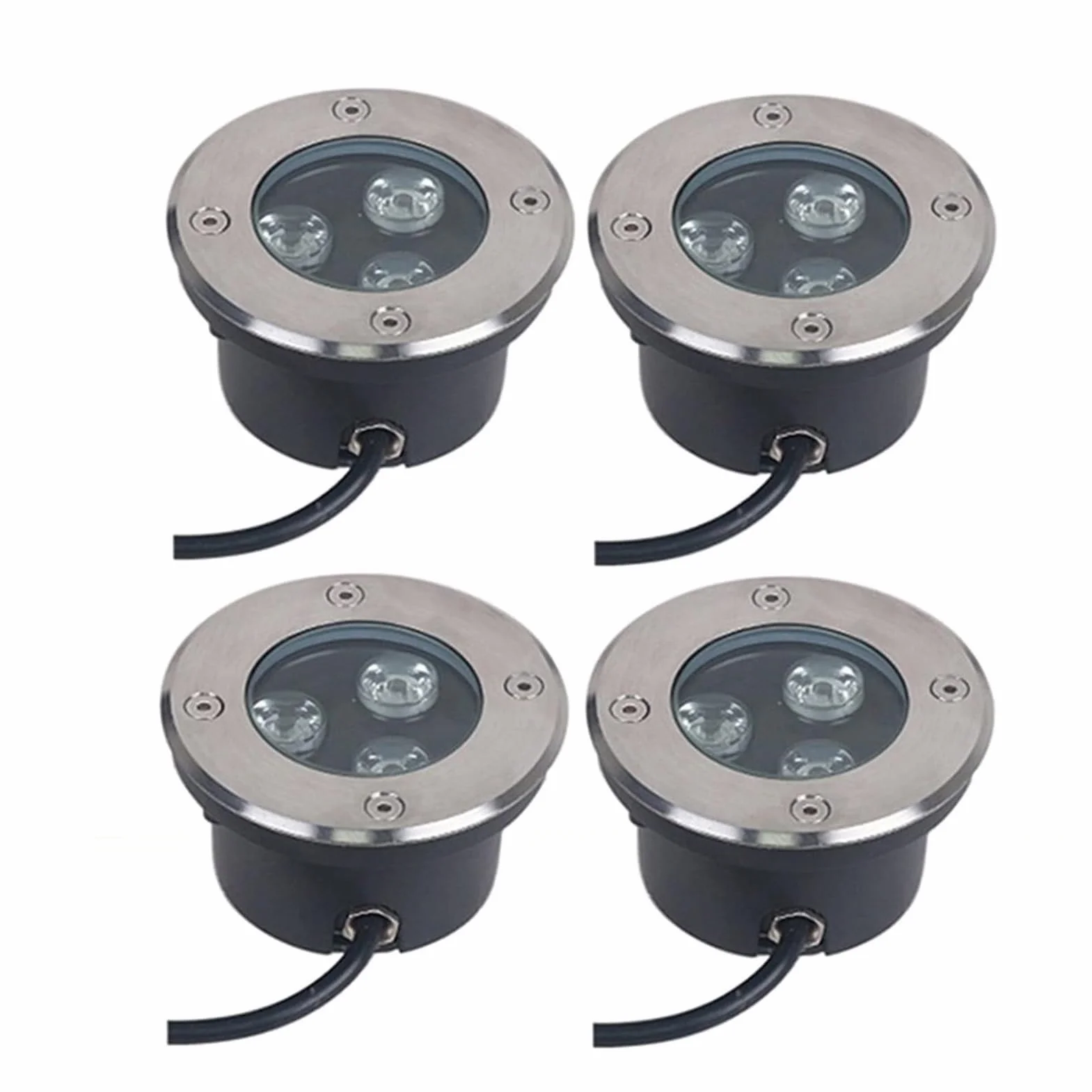 Spots LED Ultra-Fins Étanches IP68 3W Lot de 4 Éclairage Encastré Piscine Jardin Terrasse 110-230V Warm White