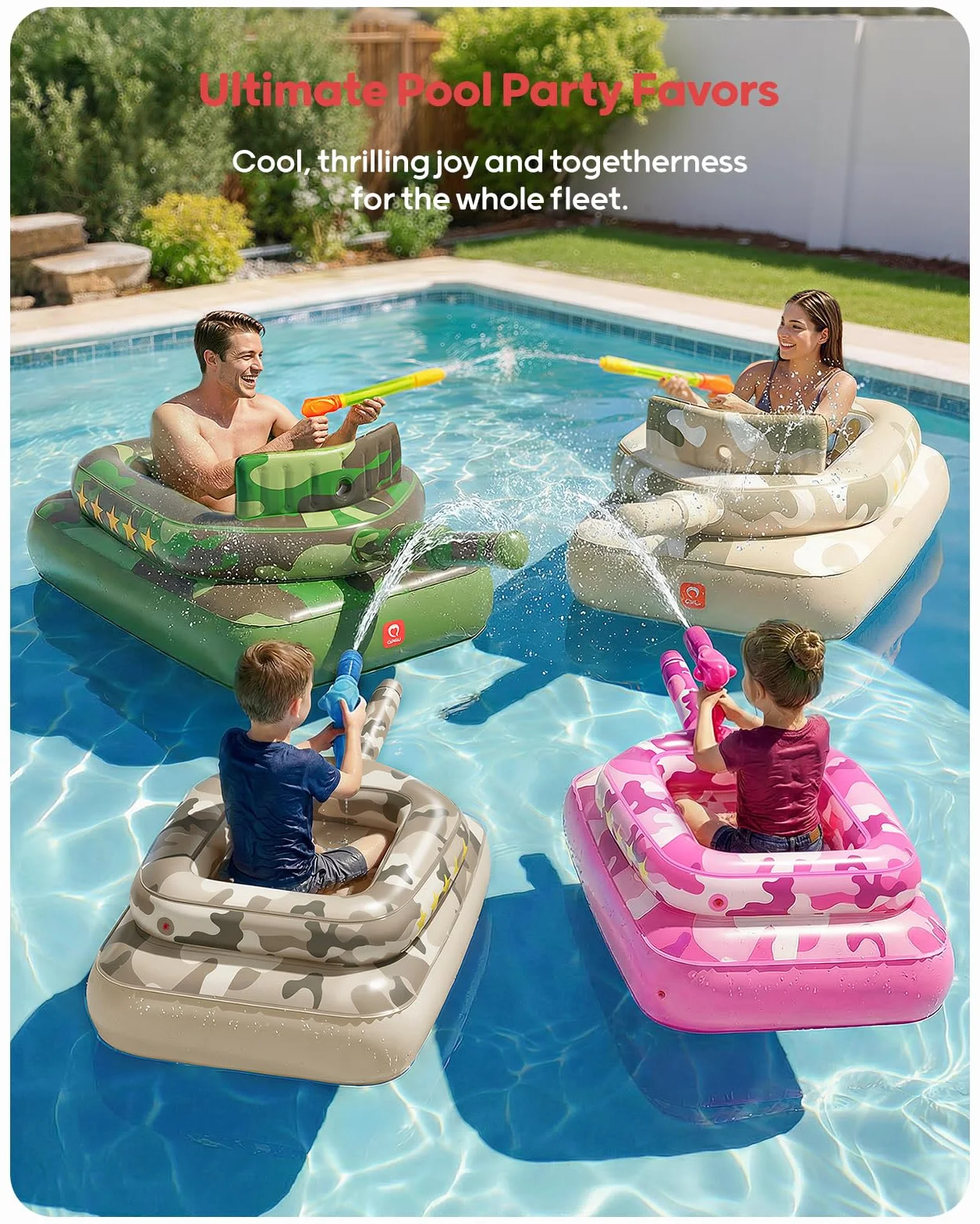 QPAU Flotteur de piscine avec canon à eau 0,35 mm pour enfants 3-6 ans