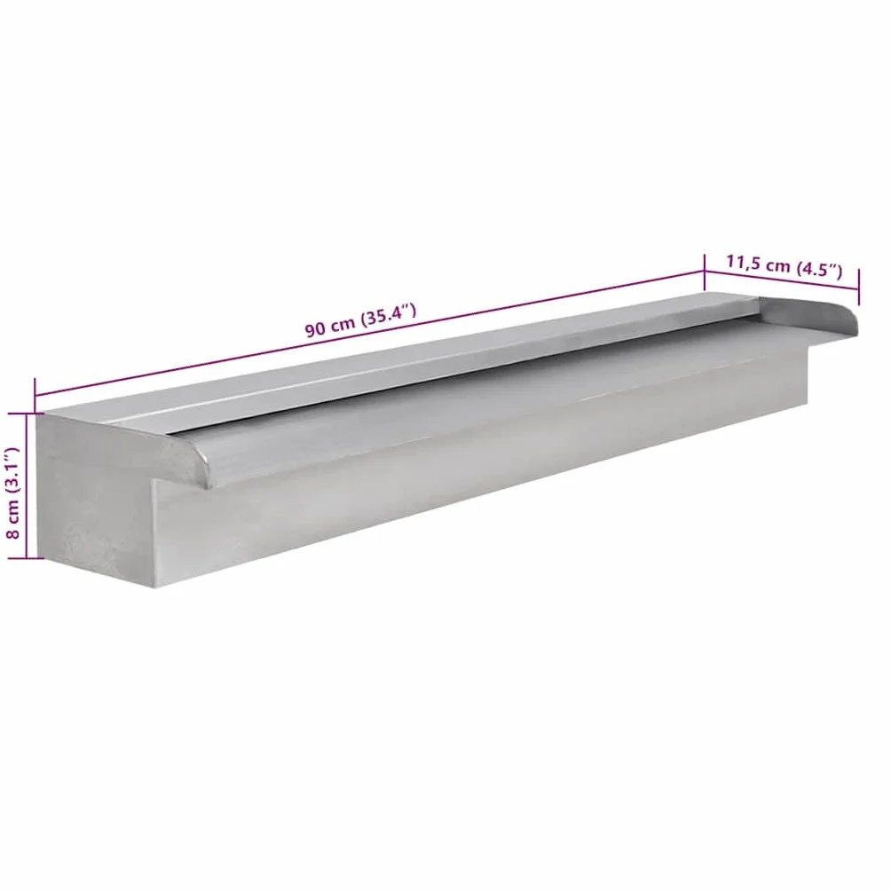 Lame d eau rectangulaire pour piscine Acier inoxydable 90 cm