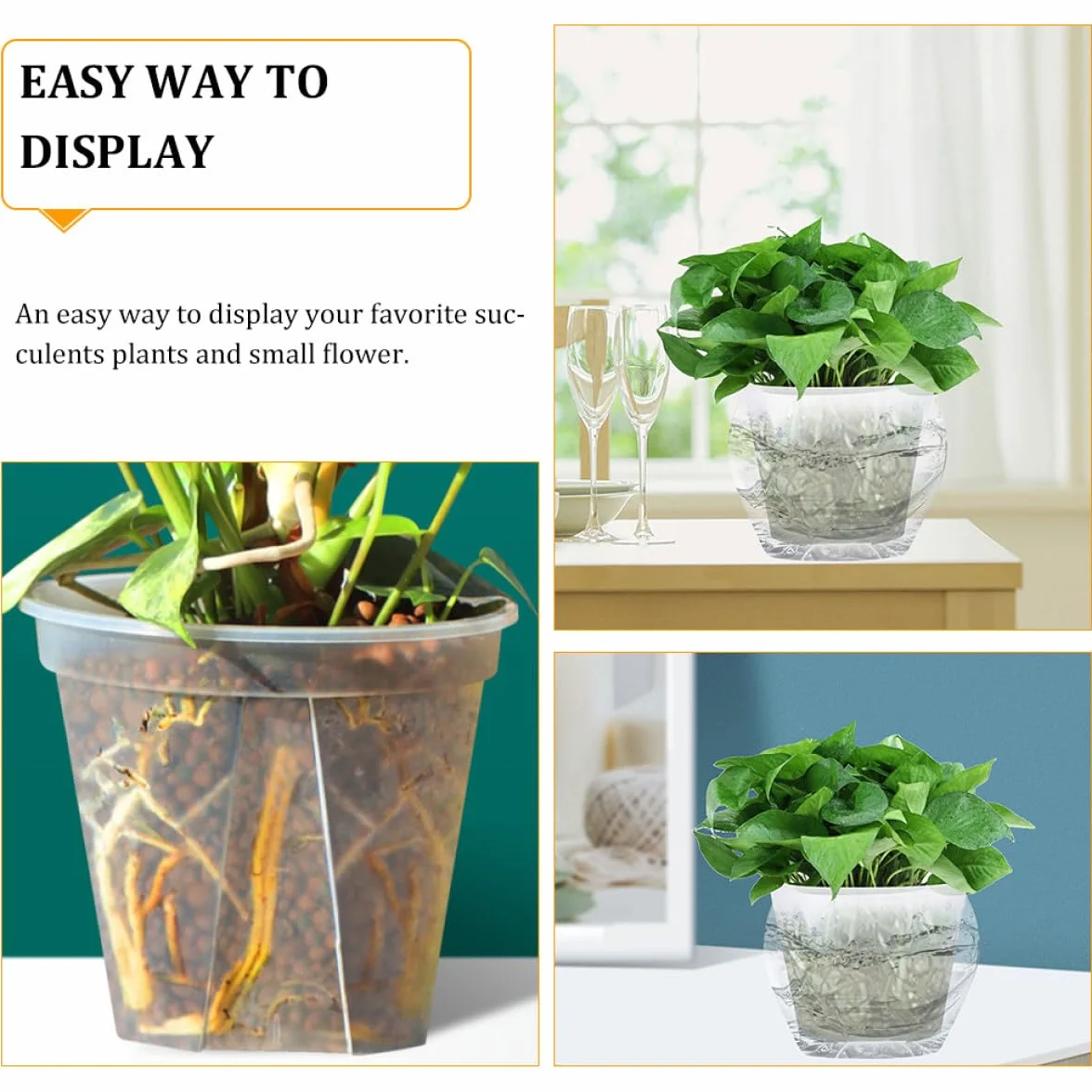 DOITOOL Lot de 2 Jardinières à Orchidées Transparentes en Plastique avec Trous de Drainage Ø27 cm
